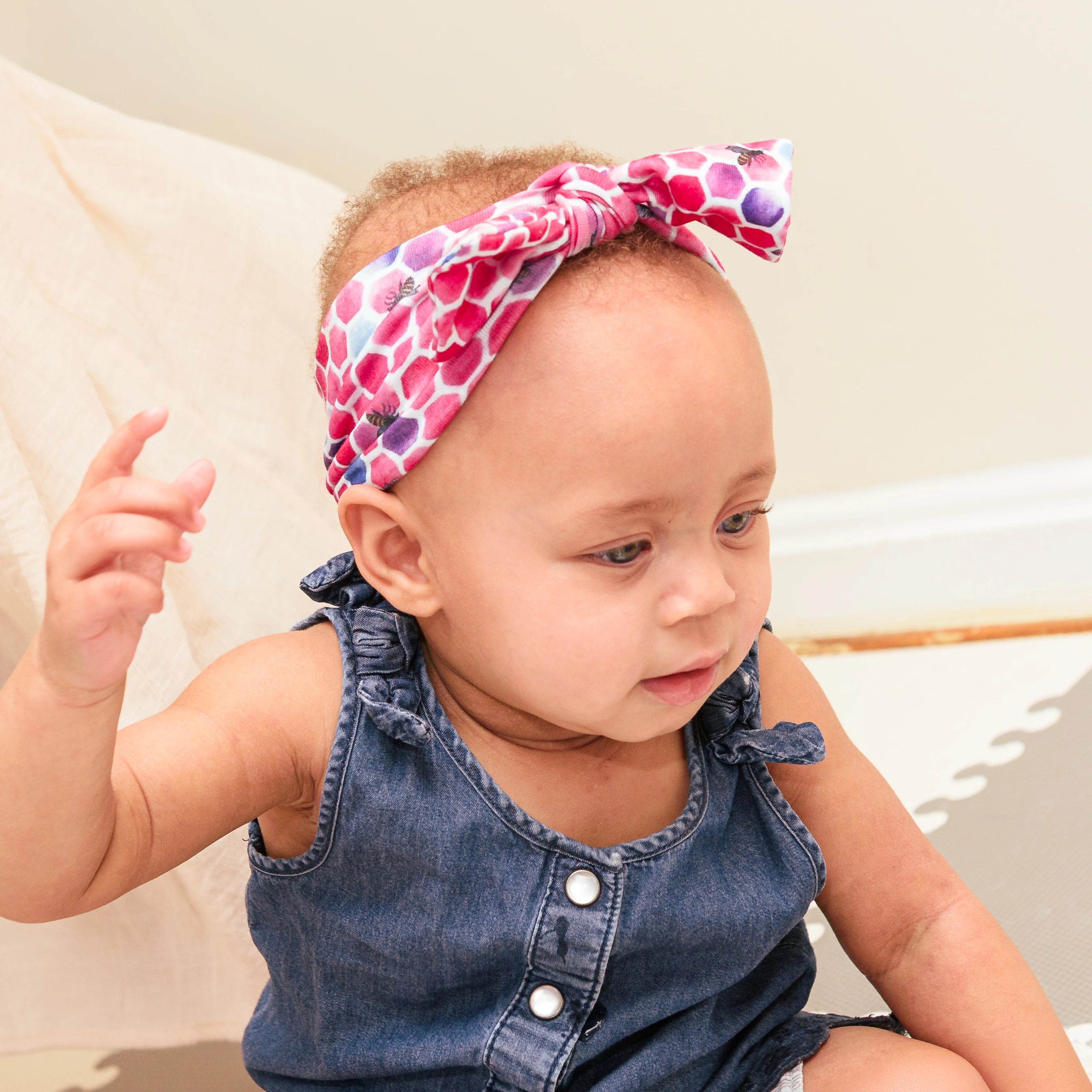 Rosy Honeycomb Kids Bow Headband