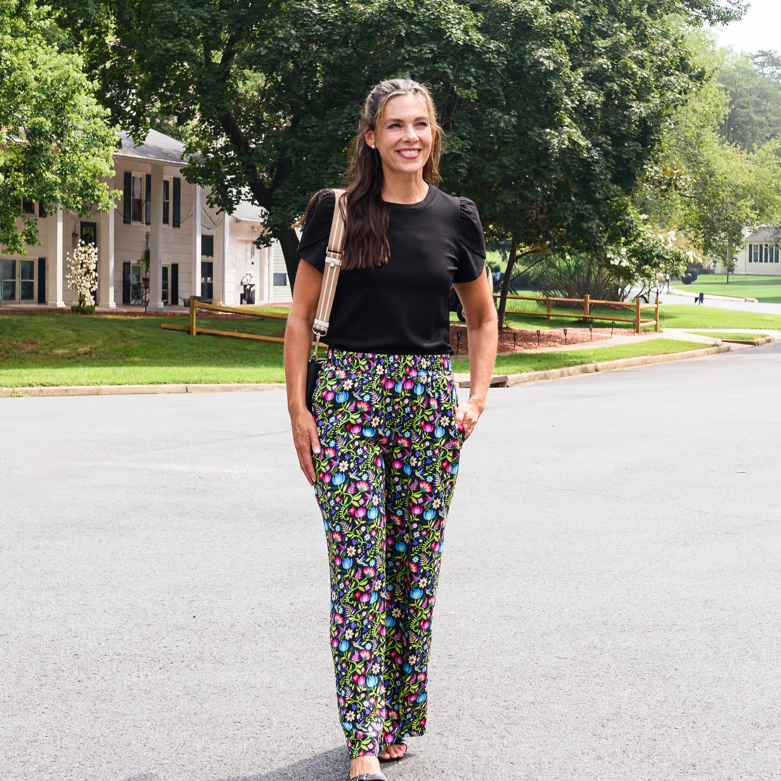 Hummingbird Paradise Palazzo Pants with Pockets