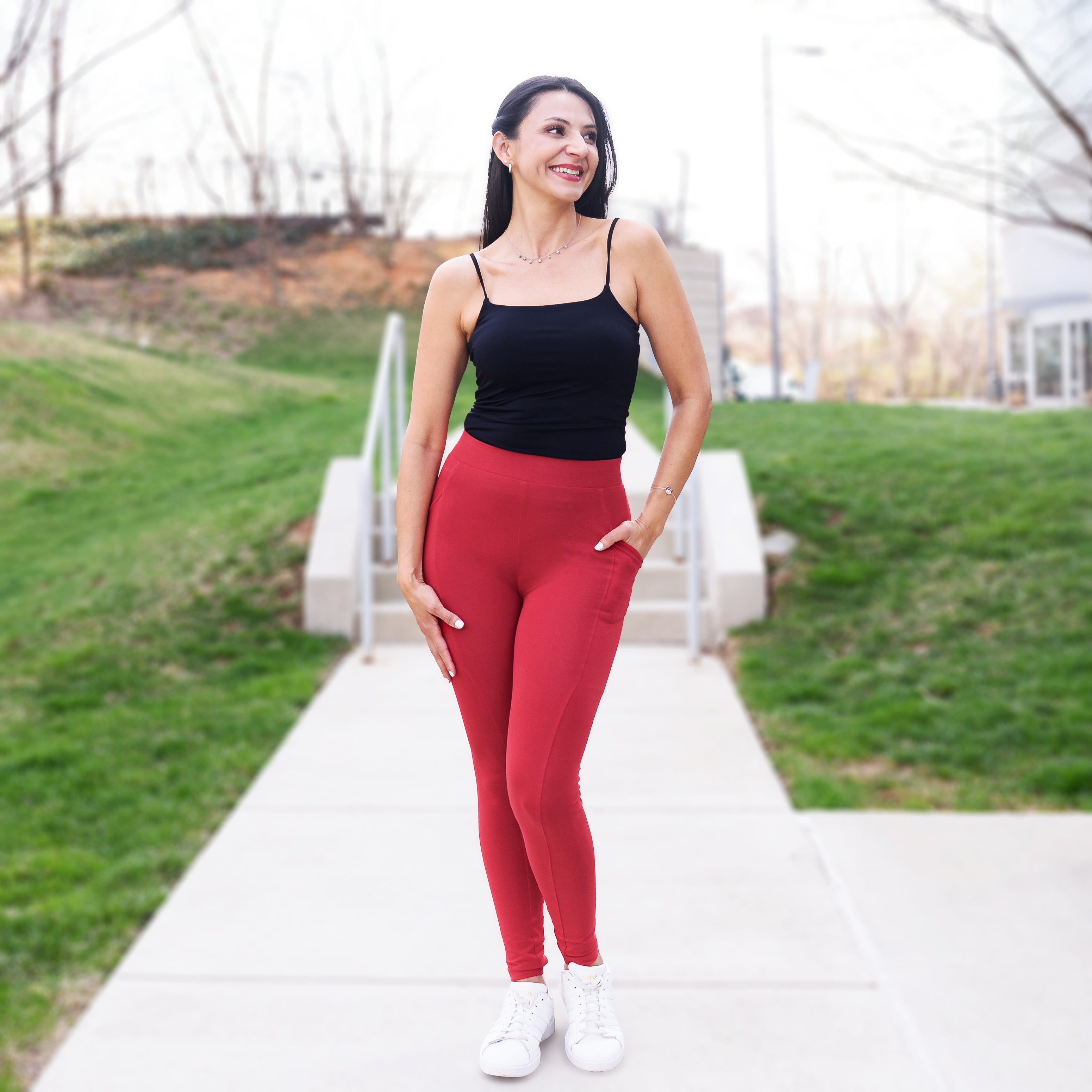 Lava Falls Red Adults Leggings with Pockets
