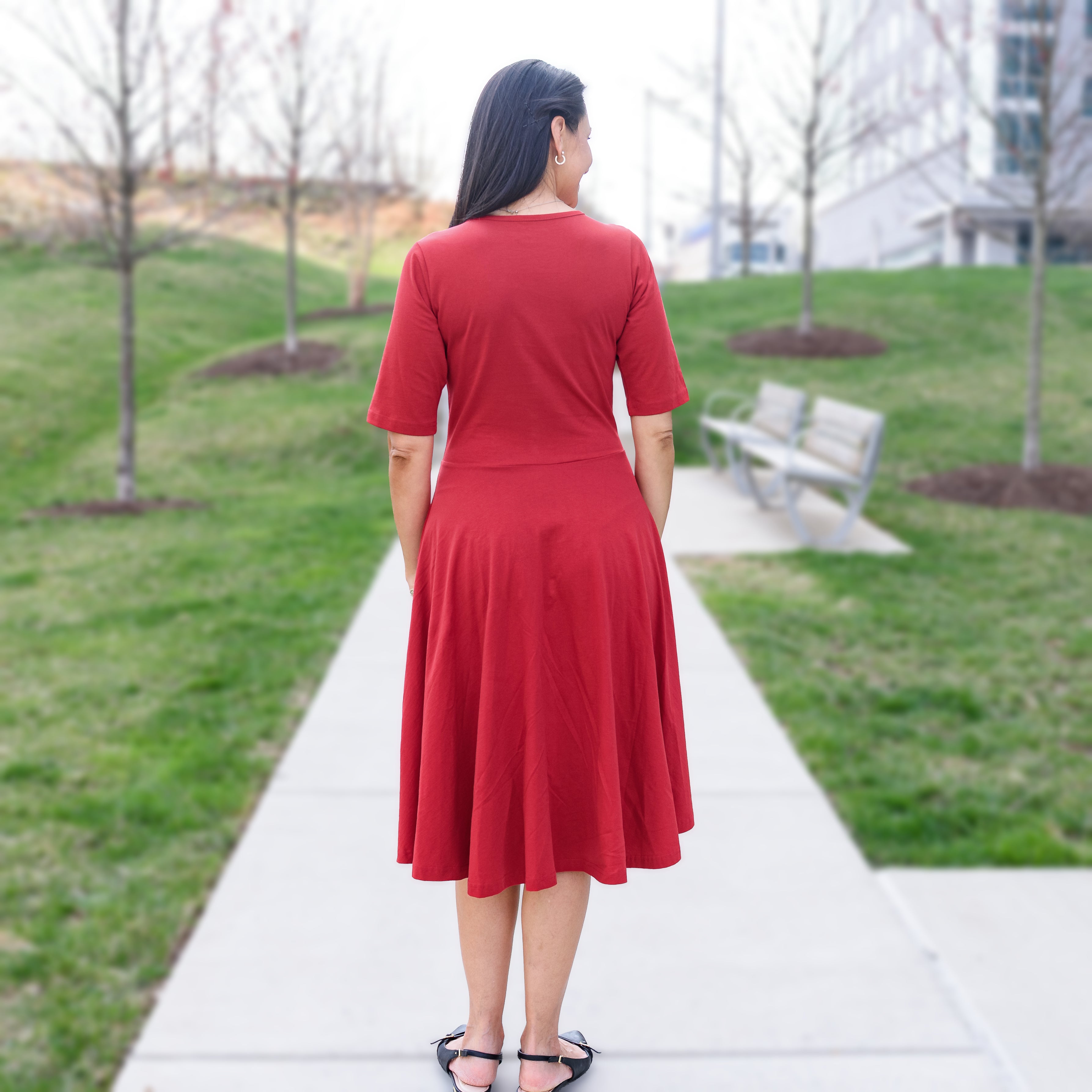 Lava Falls Red Twirl Dress with Pockets