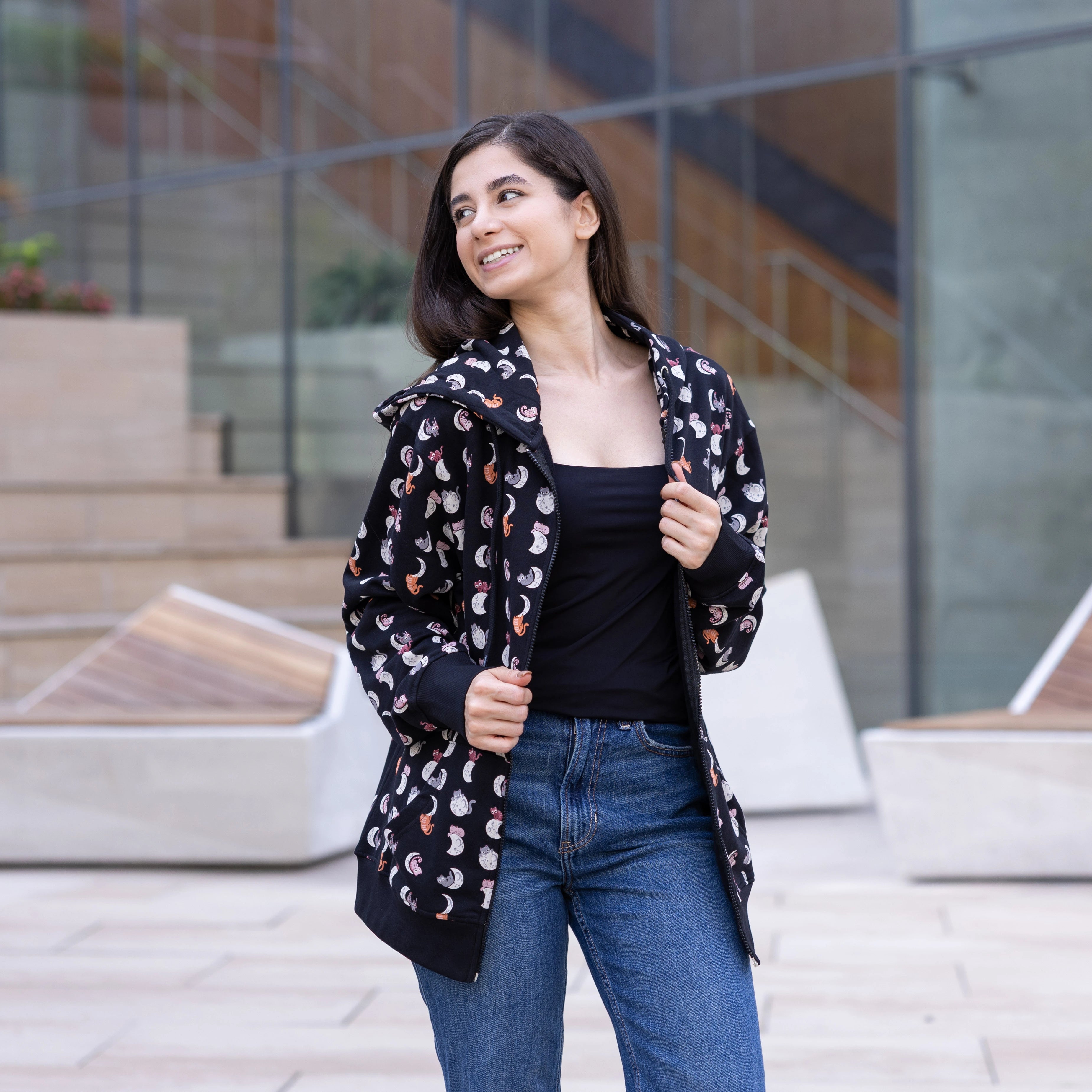 Lunar Kitty Glow-in-the-Dark Unisex Adults Hoodie