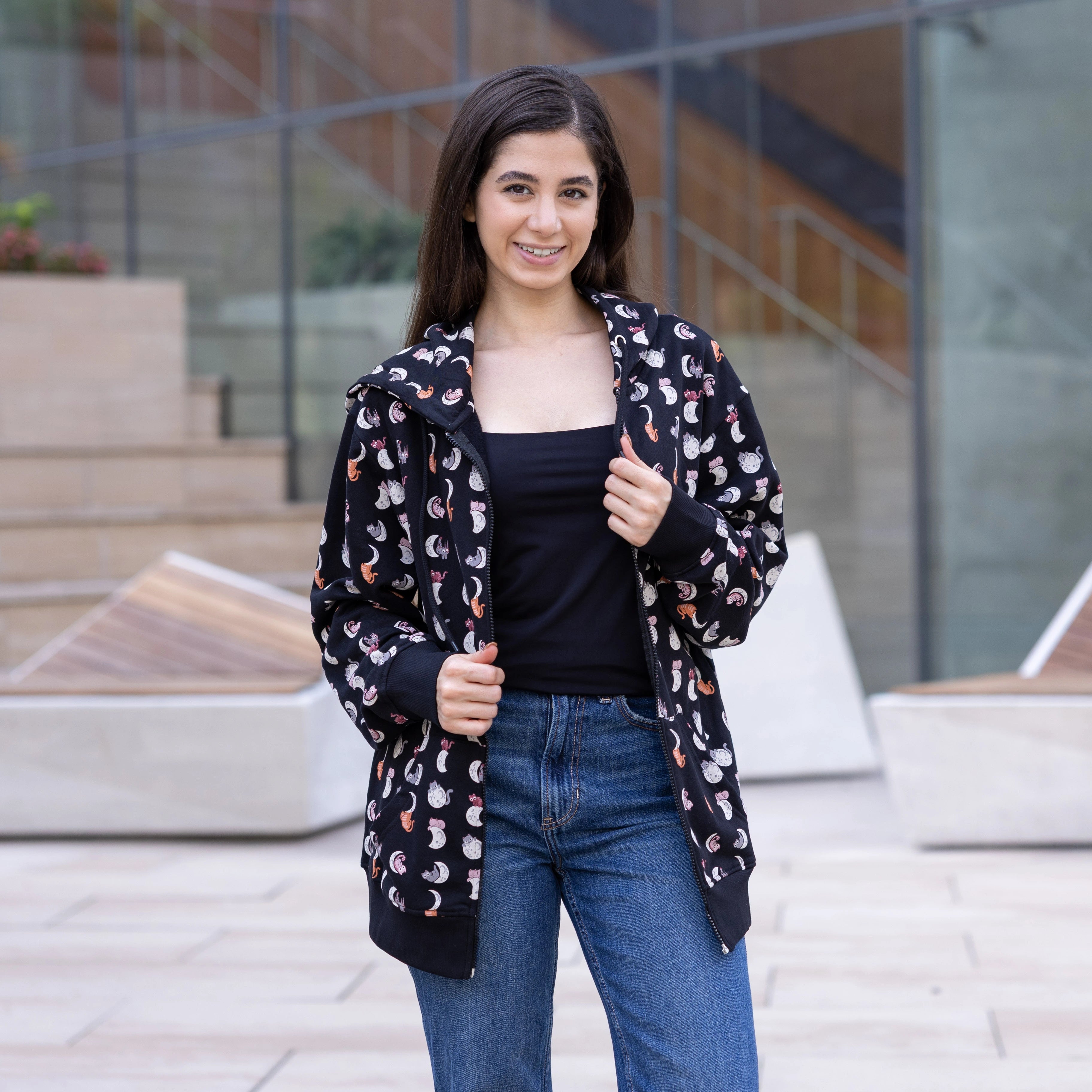 Lunar Kitty Glow-in-the-Dark Unisex Adults Hoodie