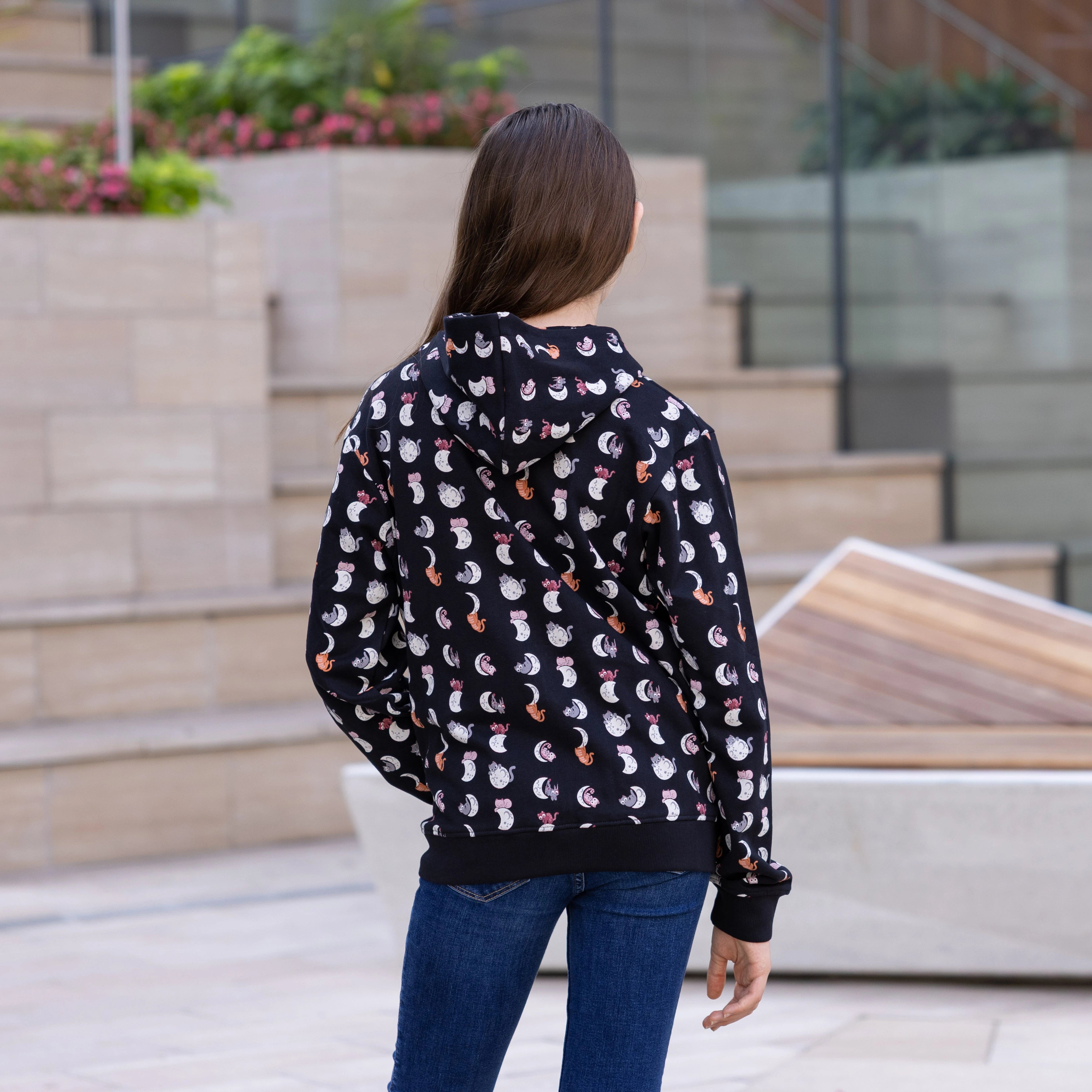 Lunar Kitty Glow-in-the-Dark Kids Hoodie