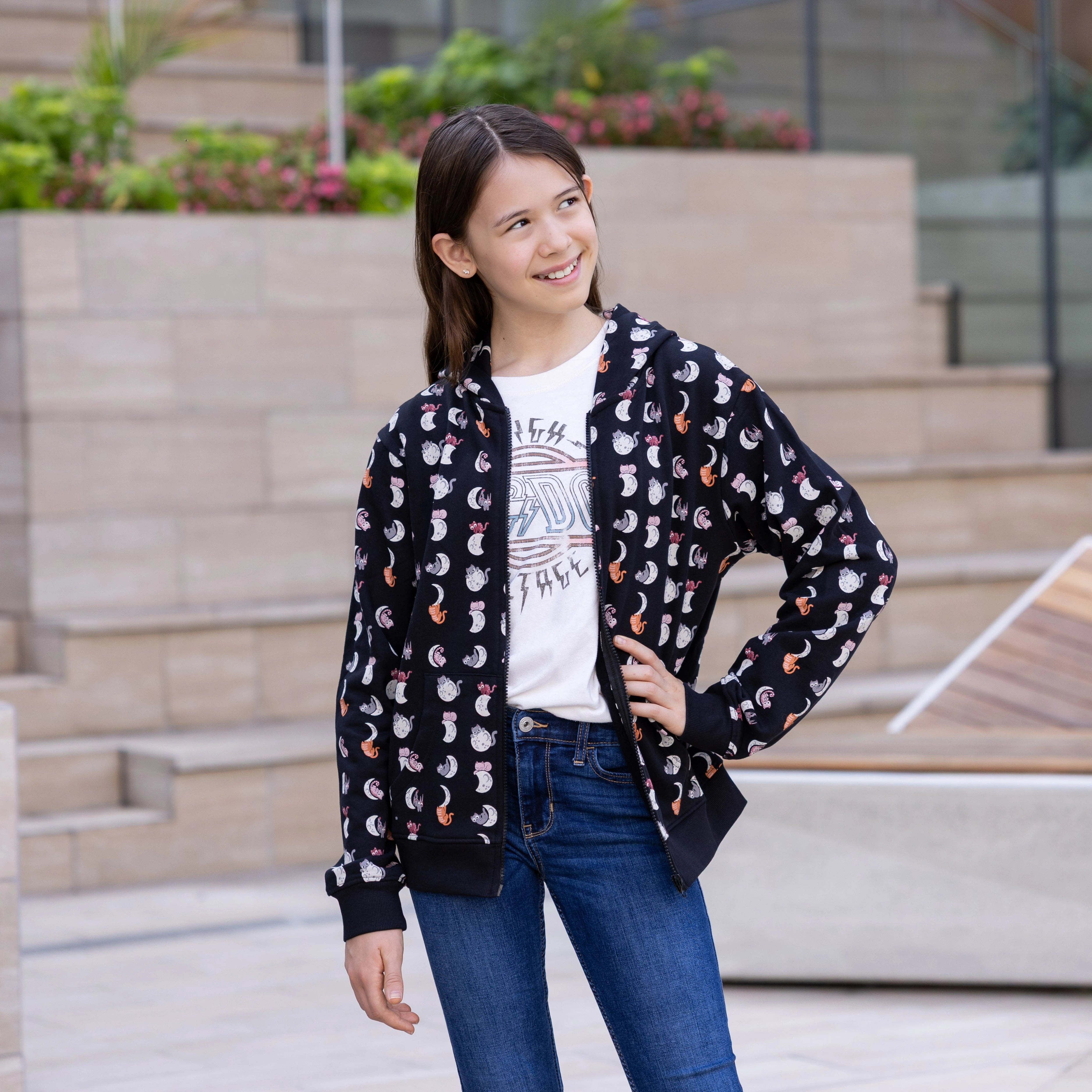 Lunar Kitty Glow-in-the-Dark Kids Hoodie