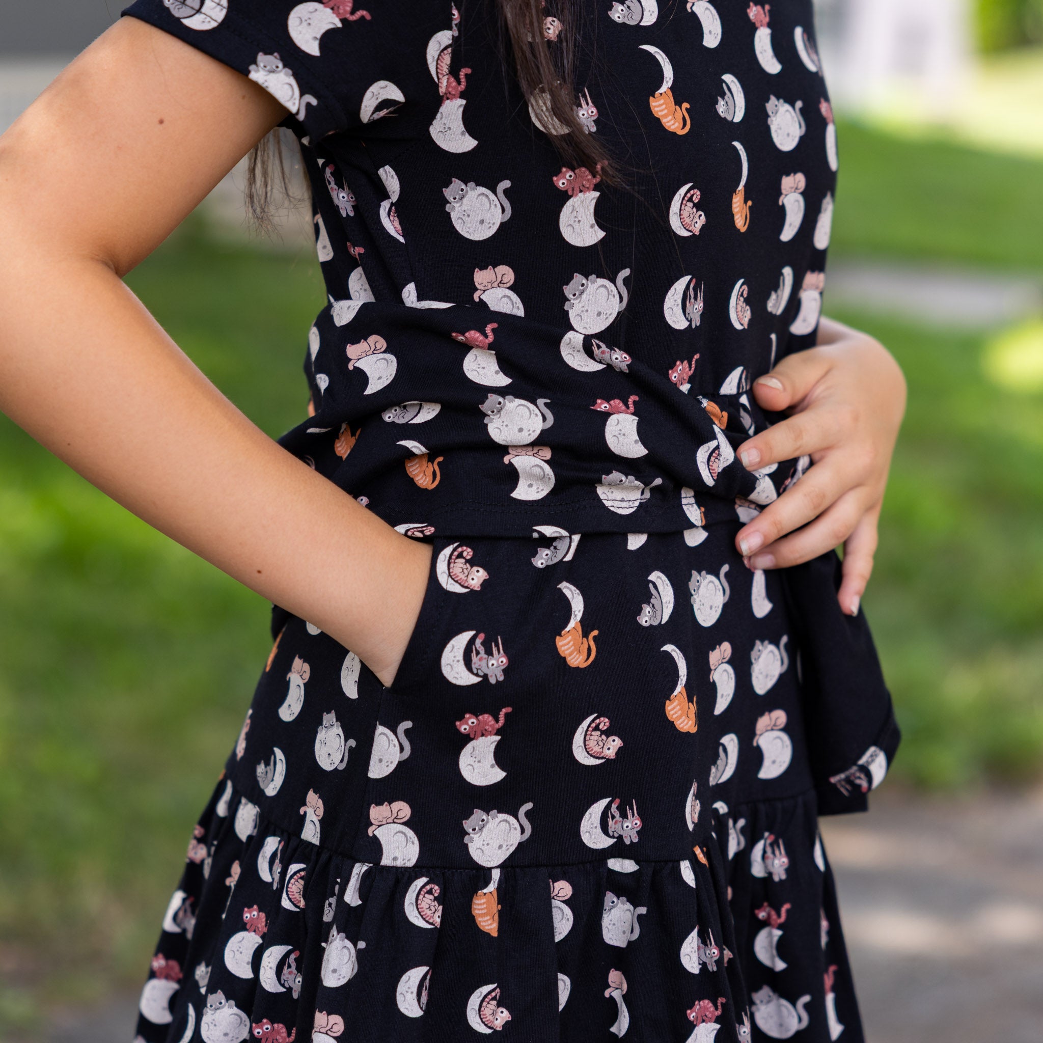 Lunar Kitty Layered Kids Dress