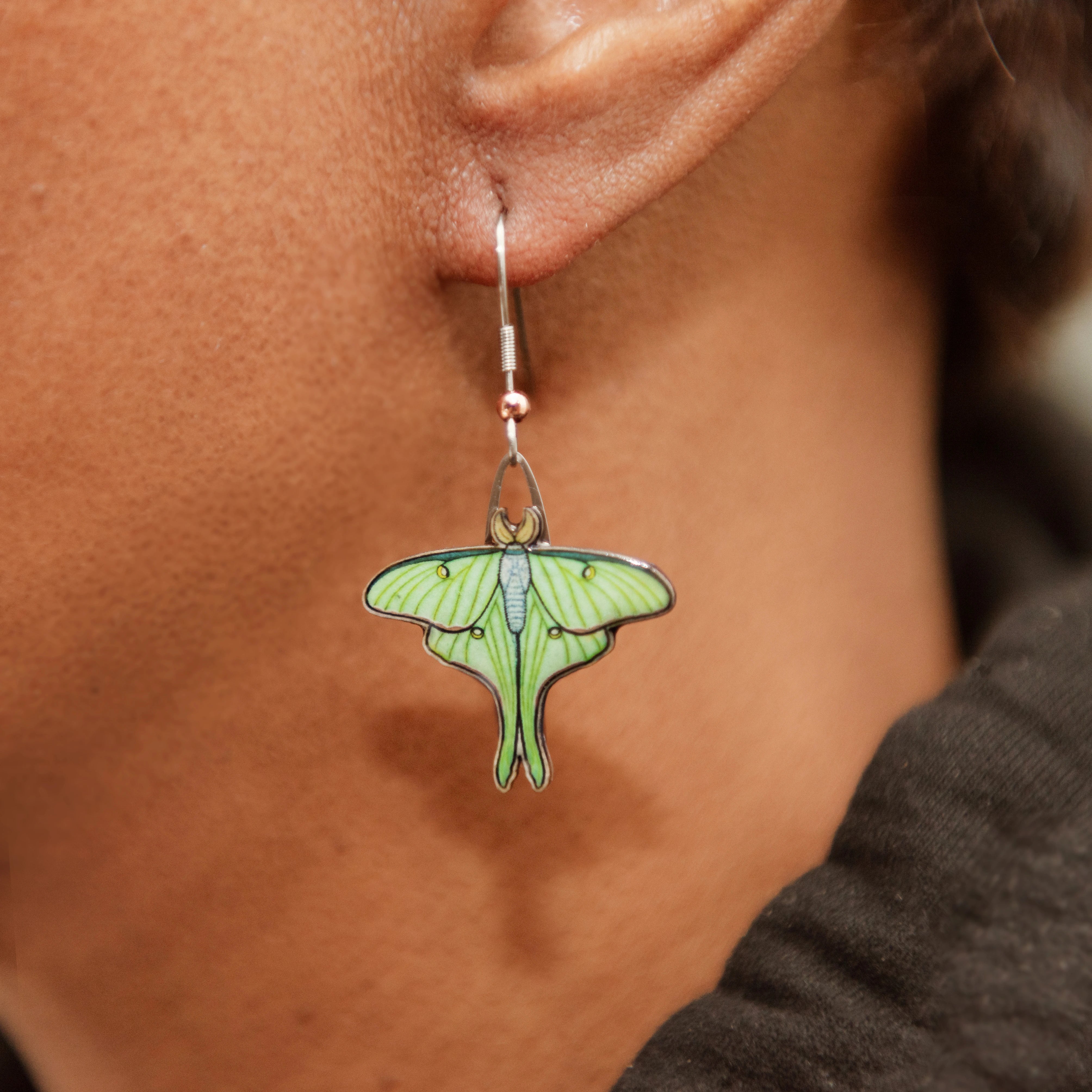 Small Luna Moth Earrings