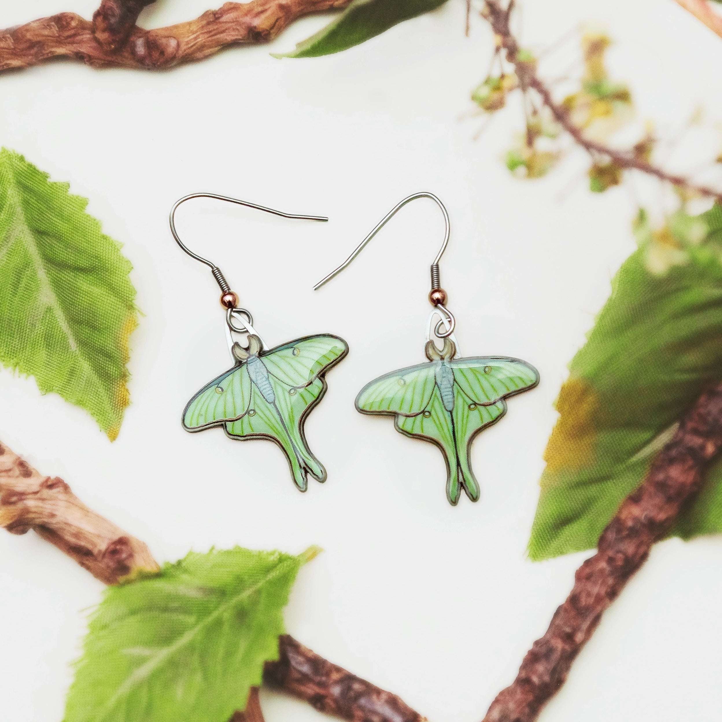 Small Luna Moth Earrings