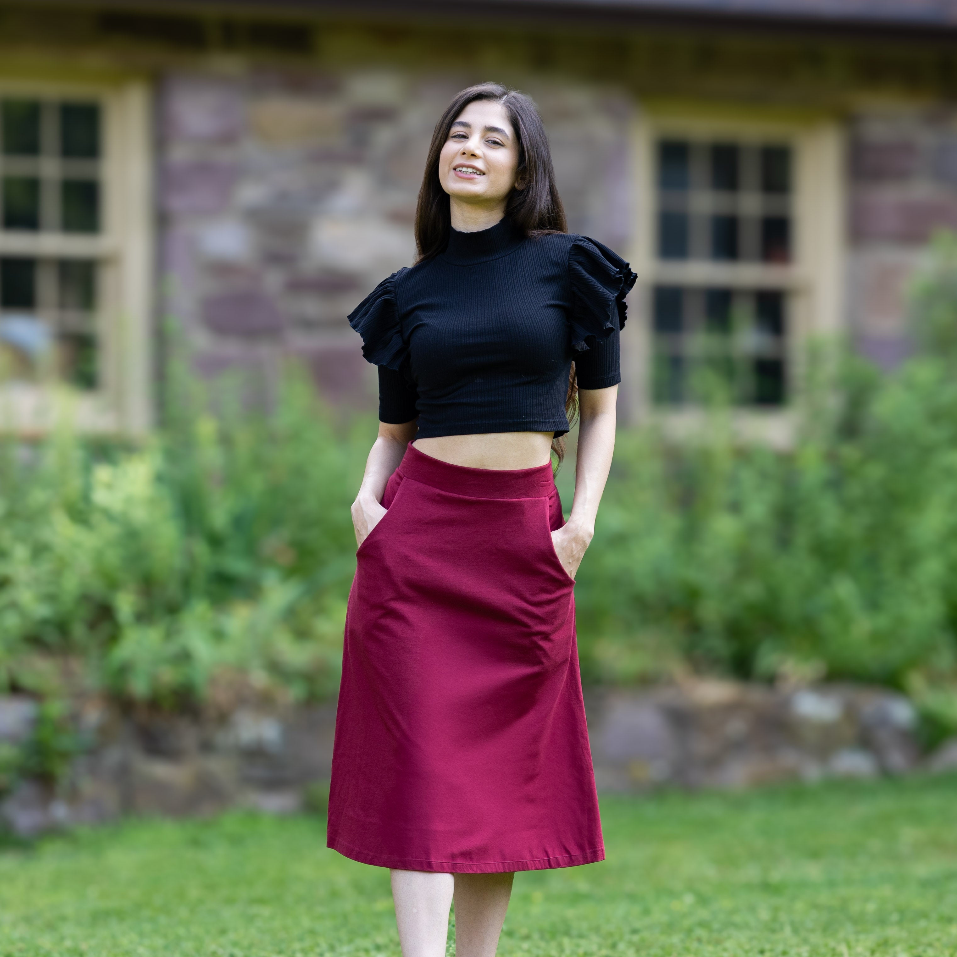 Maroon A-Line Skirt