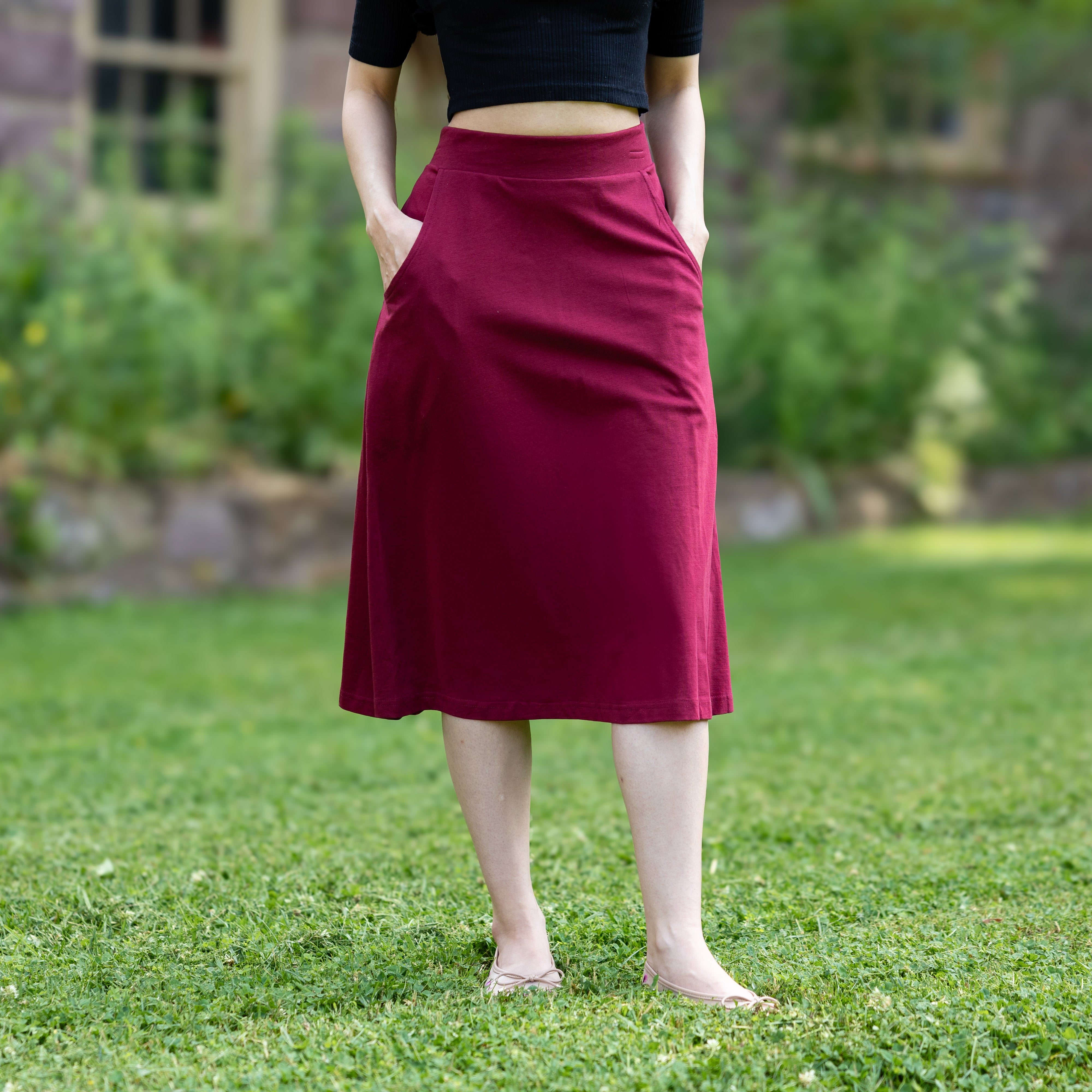 Maroon A-Line Skirt