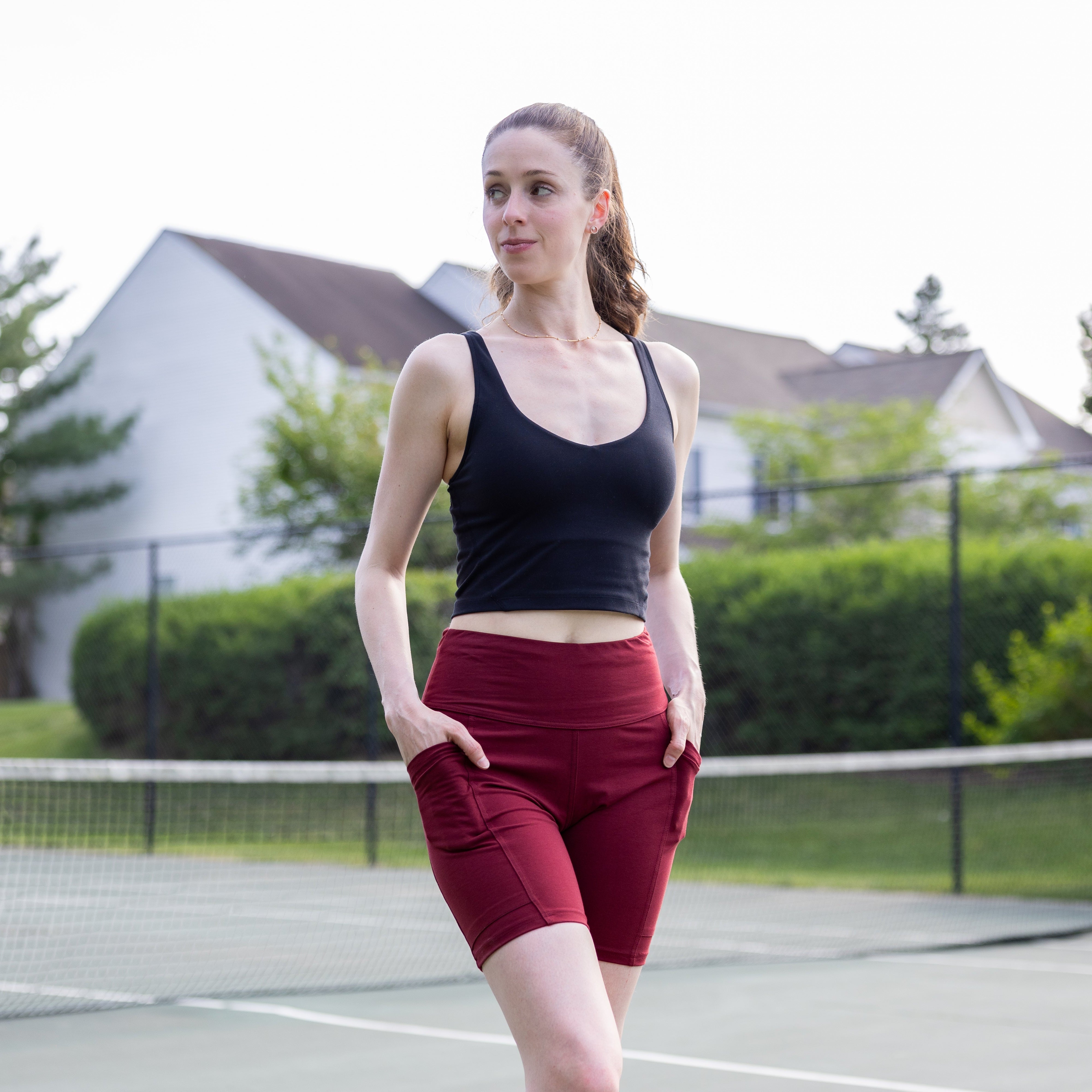 Maroon Adults Shorts with Pockets