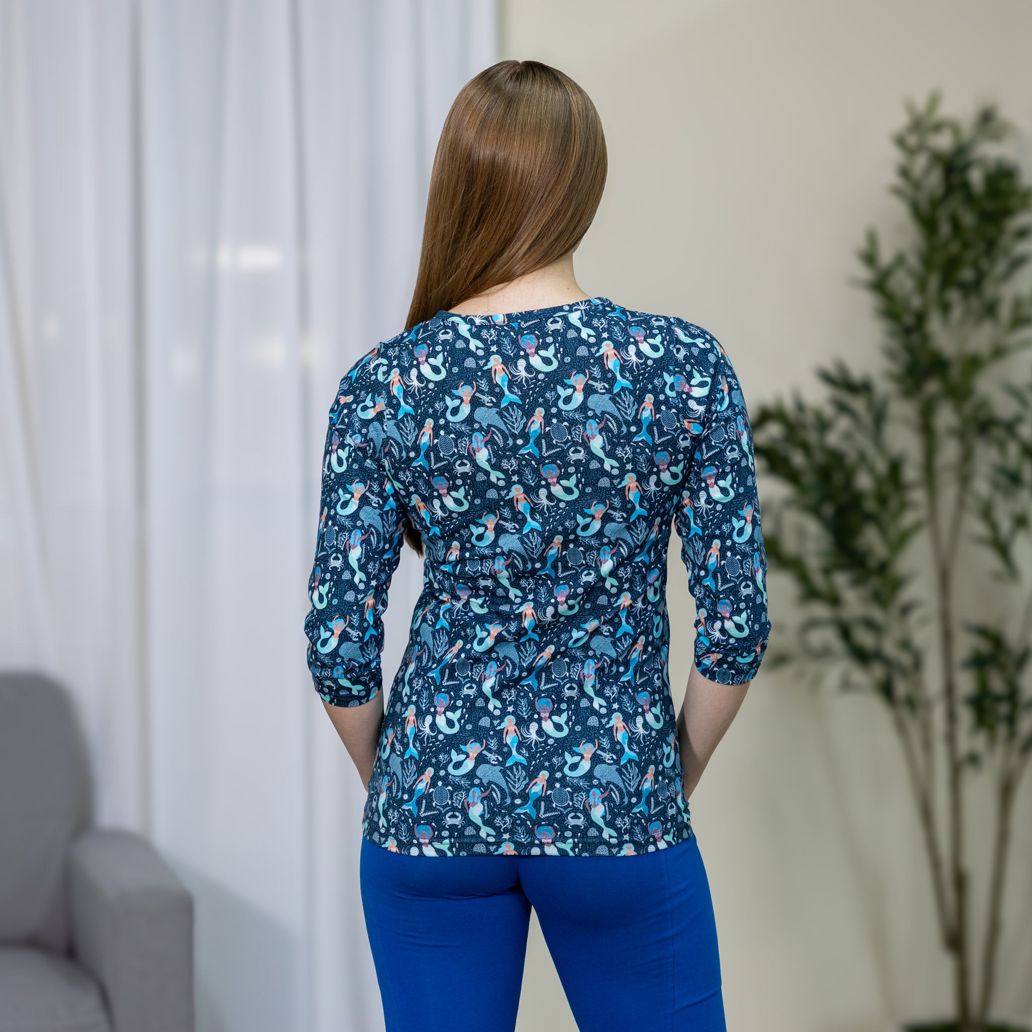 Mermaids Split Neck Tunic Top