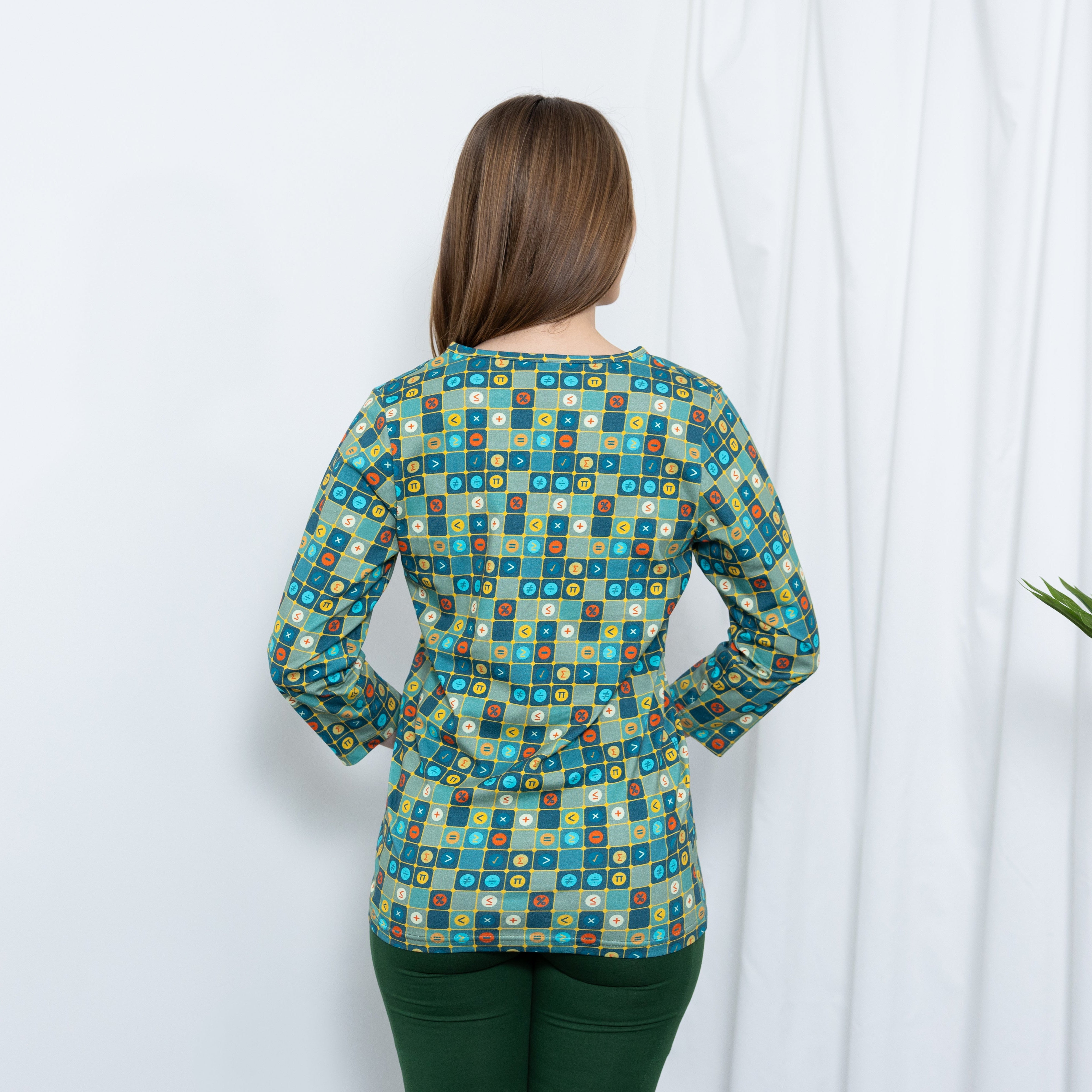 Mid-Century Modern Math Split Neck Tunic Top