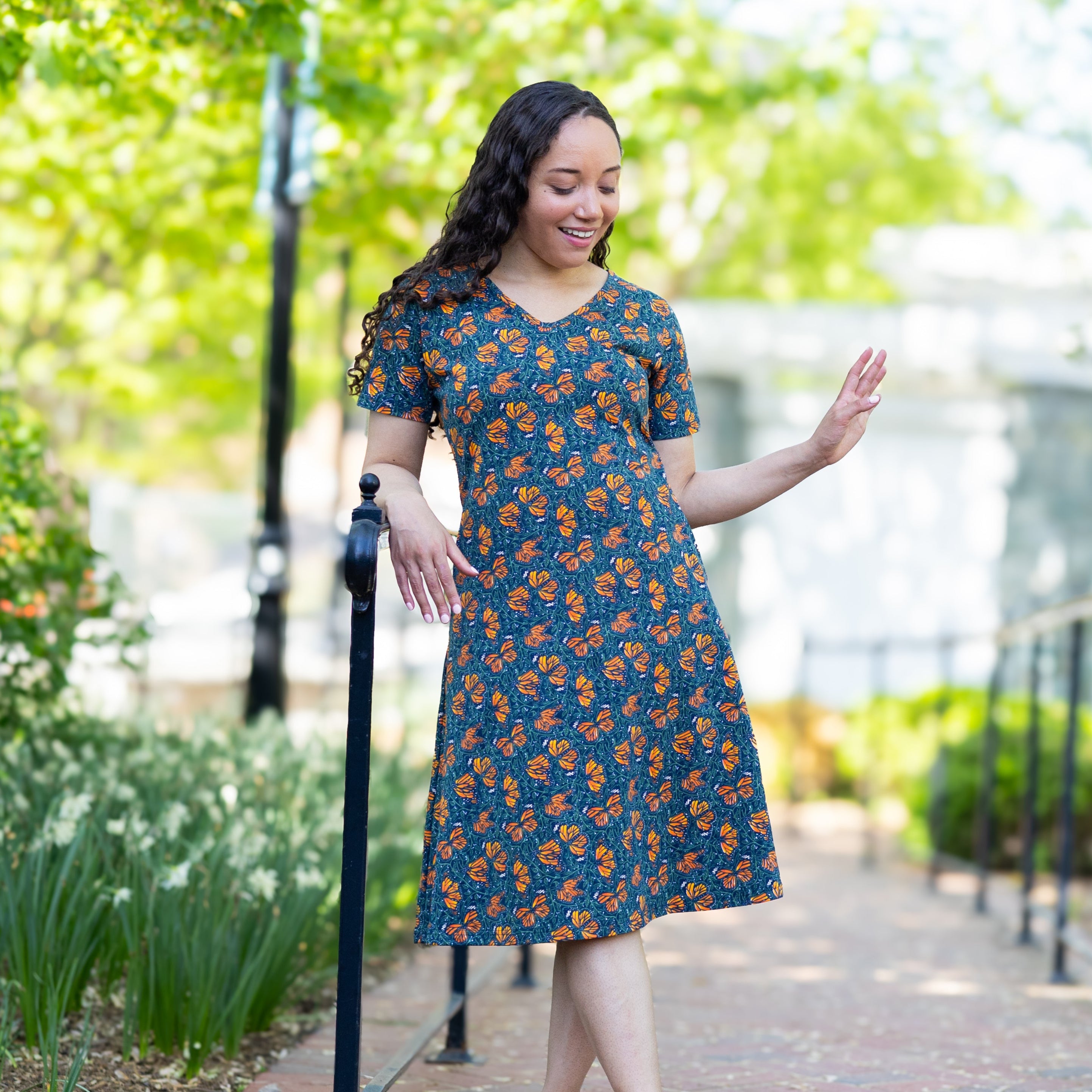 Monarch Butterflies A-Line Dress (No Waist Seam)
