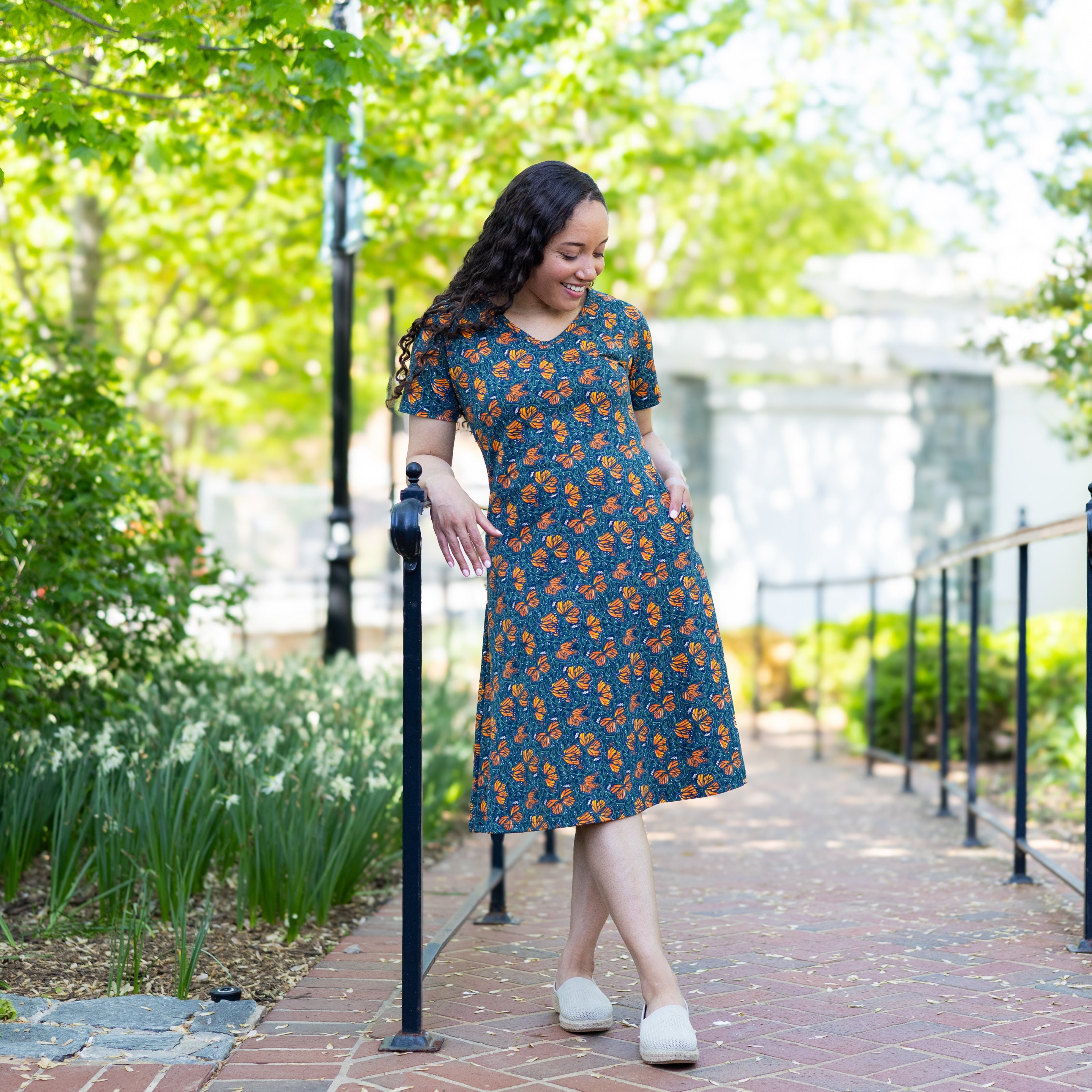 Monarch Butterflies A-Line Dress (No Waist Seam)