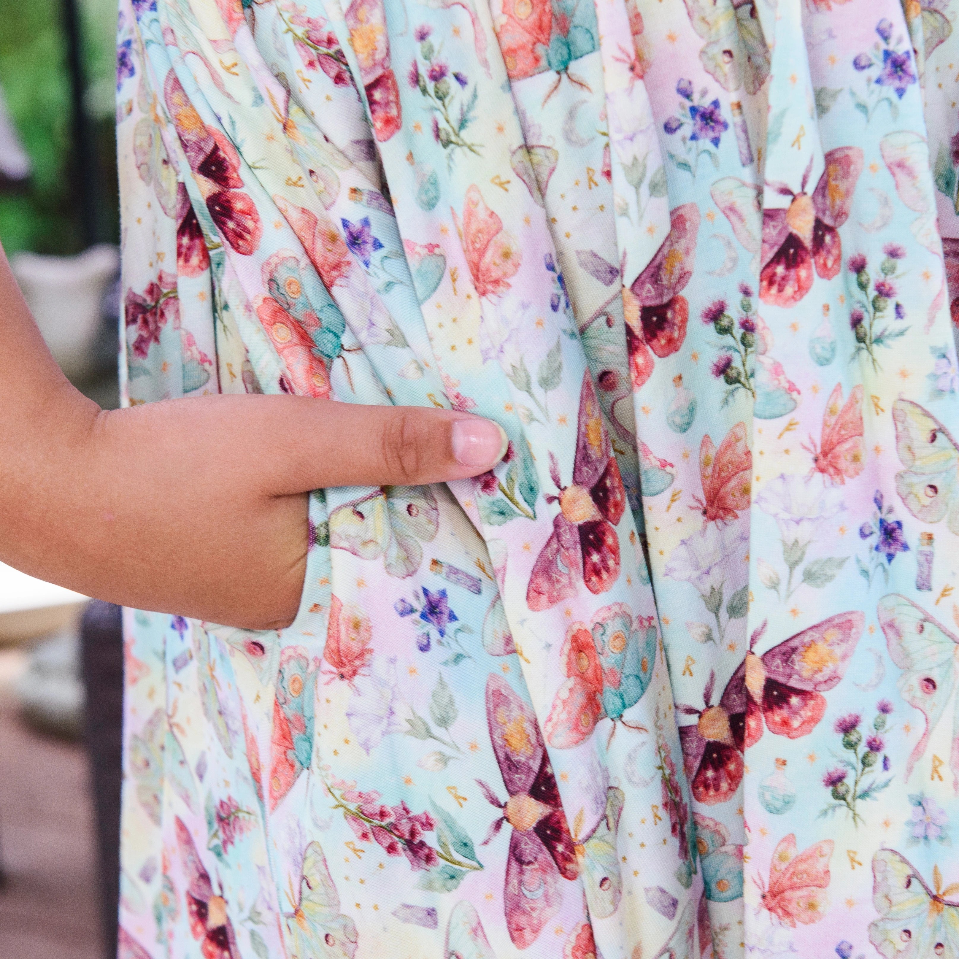 Mystical Moths Kids Twirl Dress with Pockets