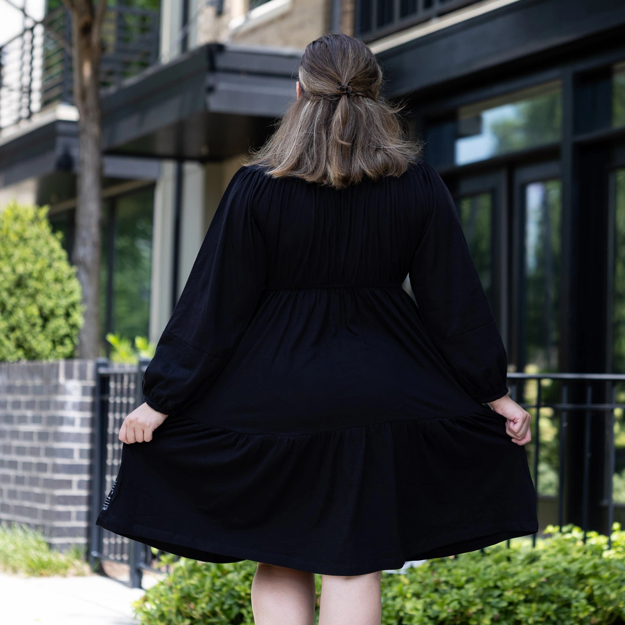 Musical Sheet Long Sleeve Dress (With Waist Seam)