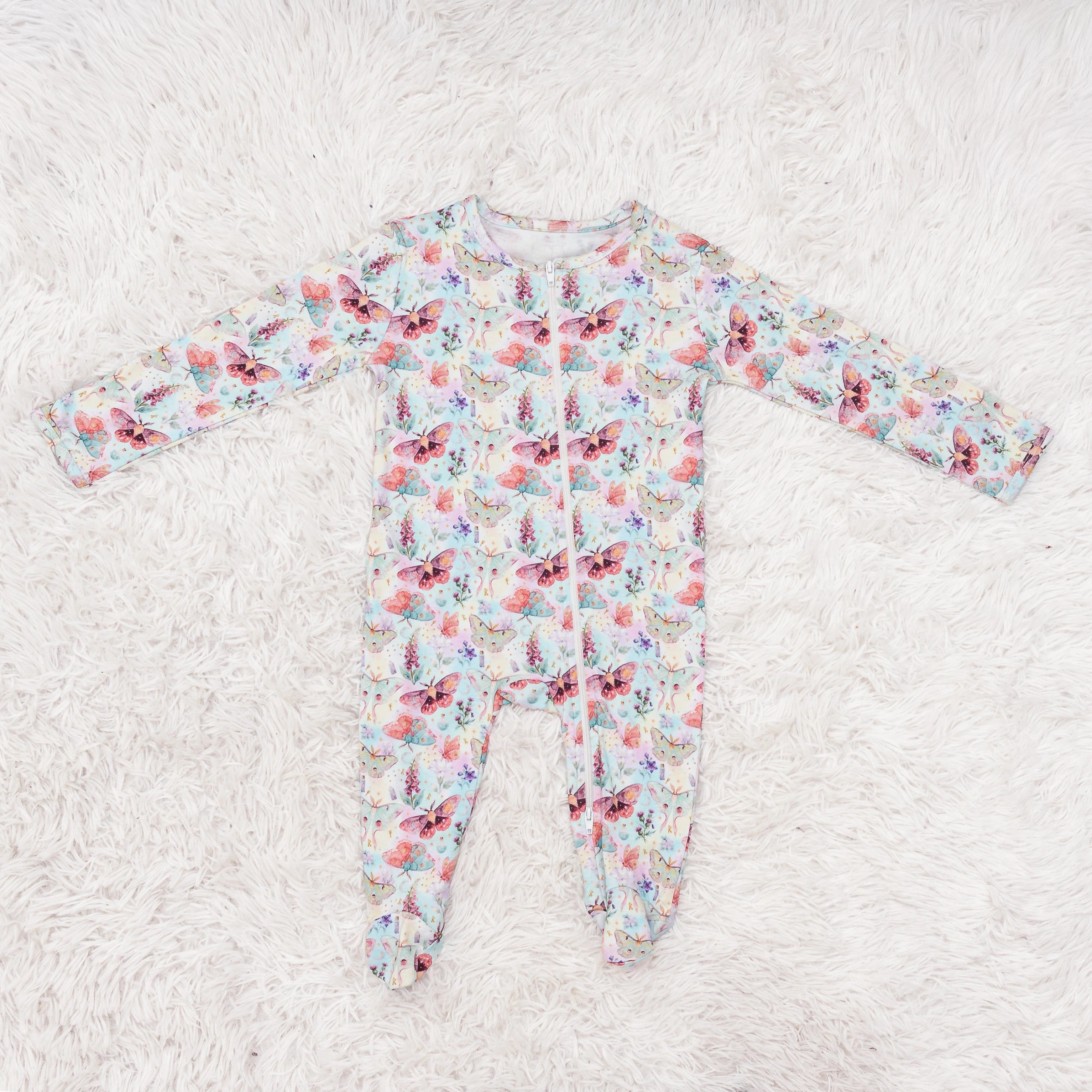 Mystical Moths Long Baby Bodysuit