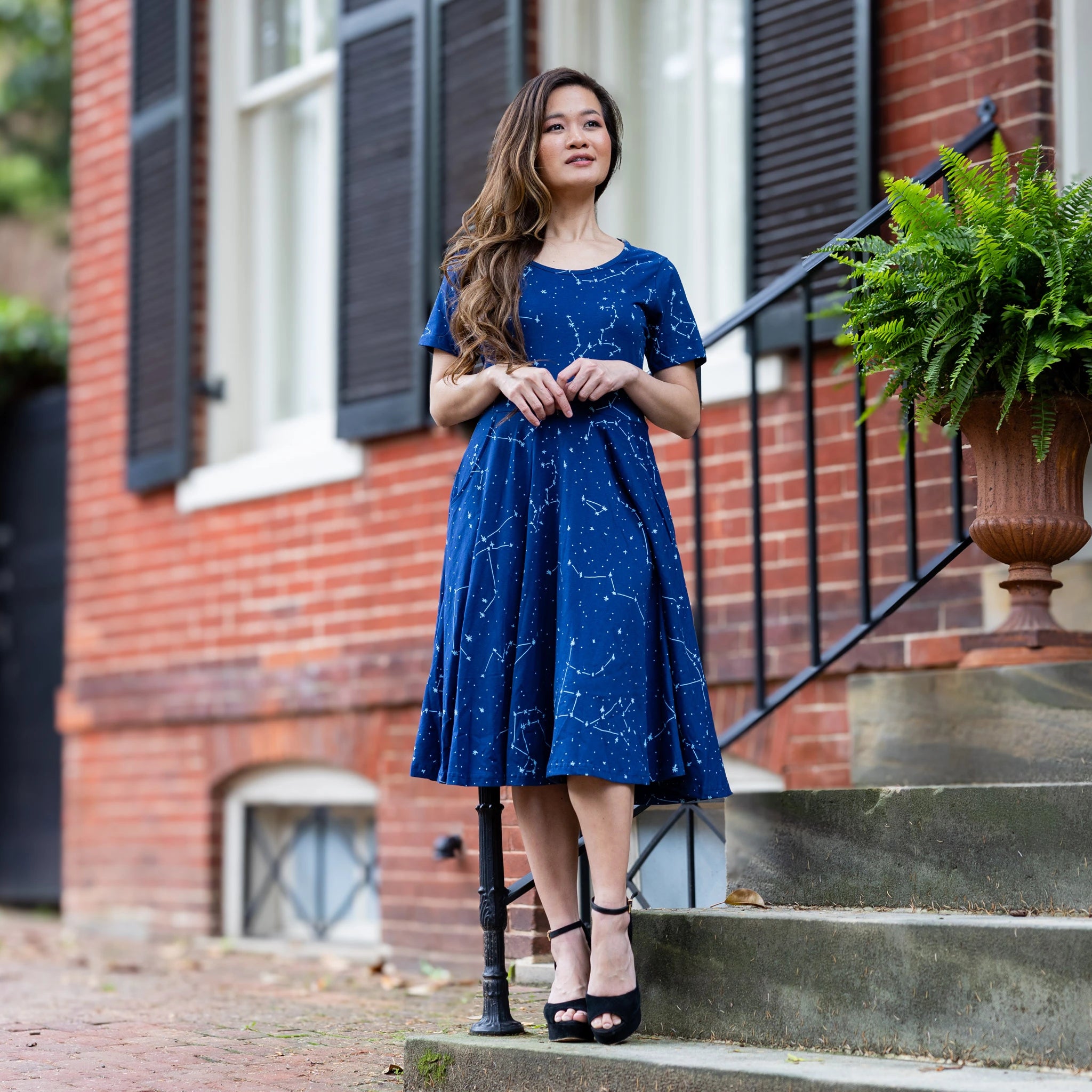 Constellations Glow-in-the-Dark Navy Twirl Dress