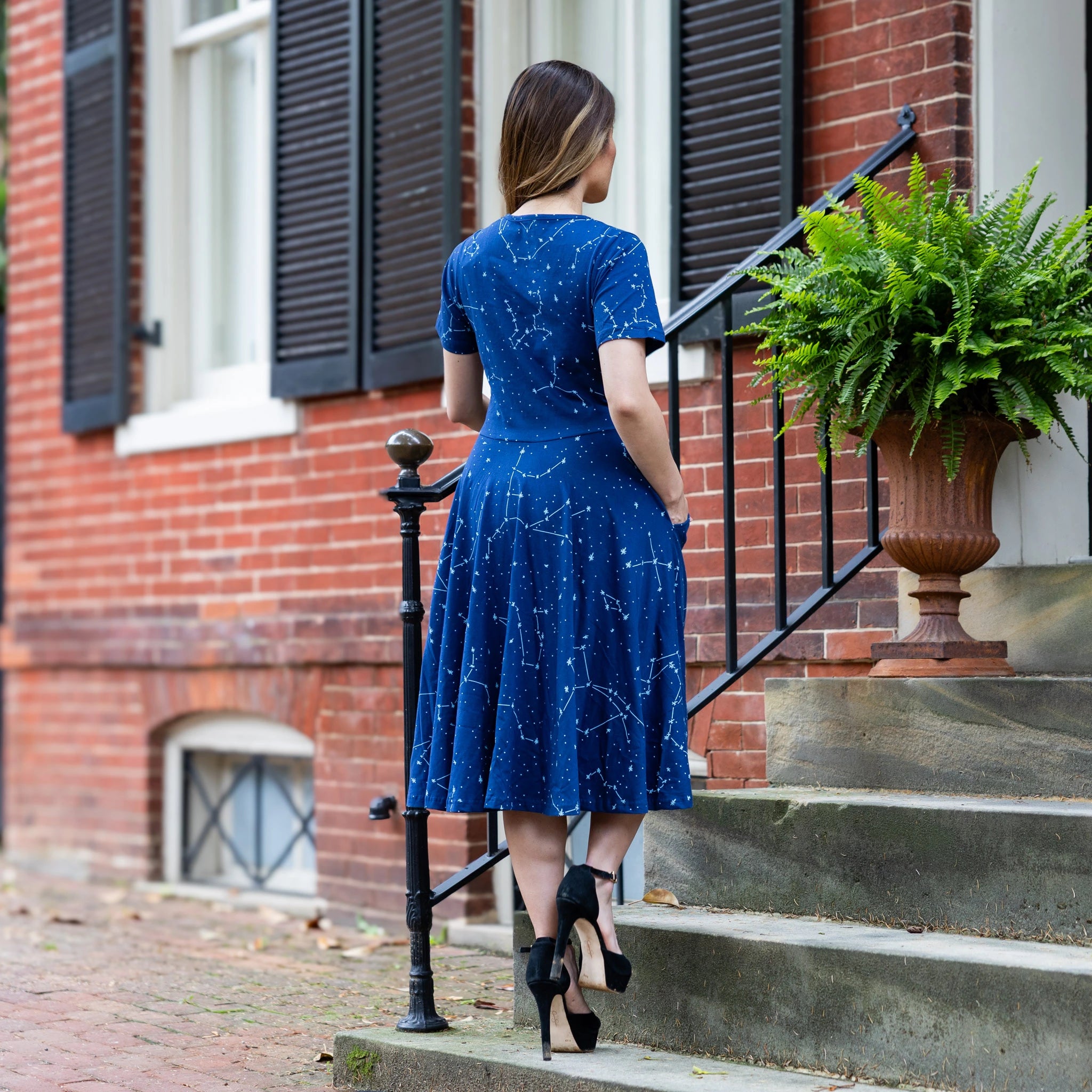 Constellations Glow-in-the-Dark Navy Twirl Dress