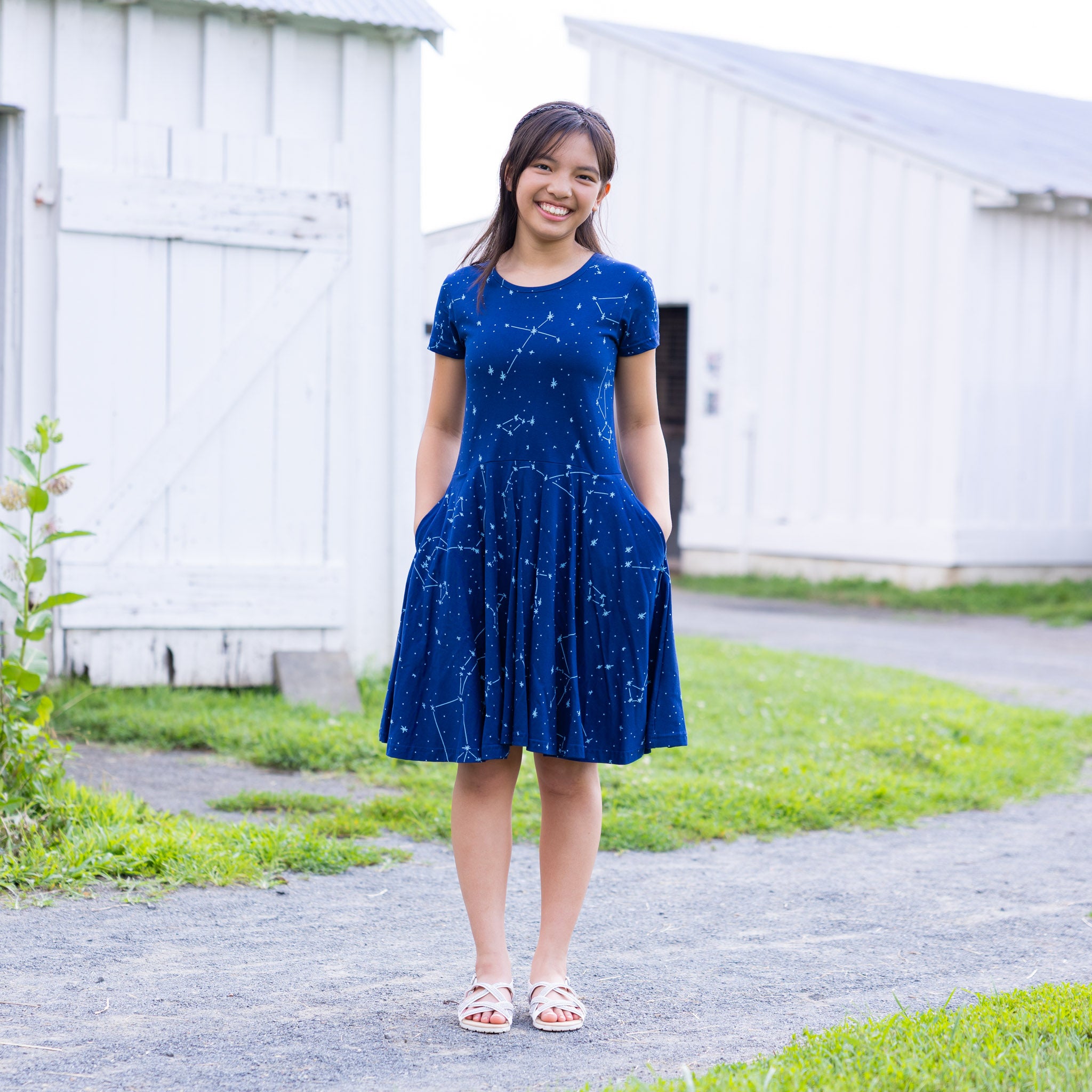 Constellations Glow-in-the-dark Navy Kids Dress