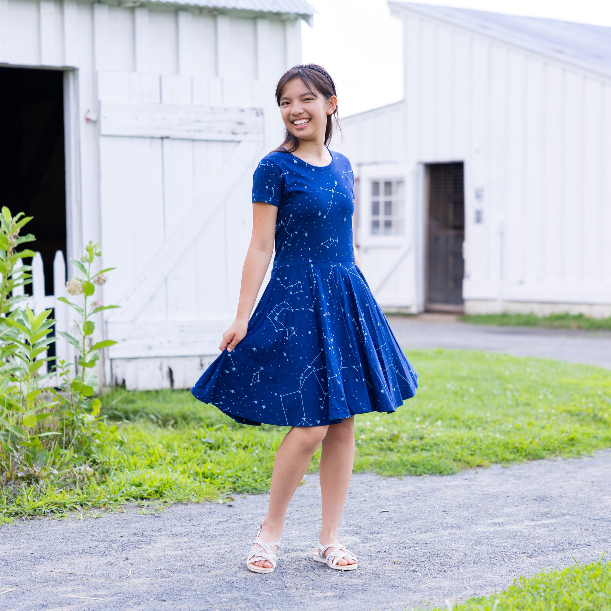 Constellations Glow-in-the-dark Navy Kids Dress