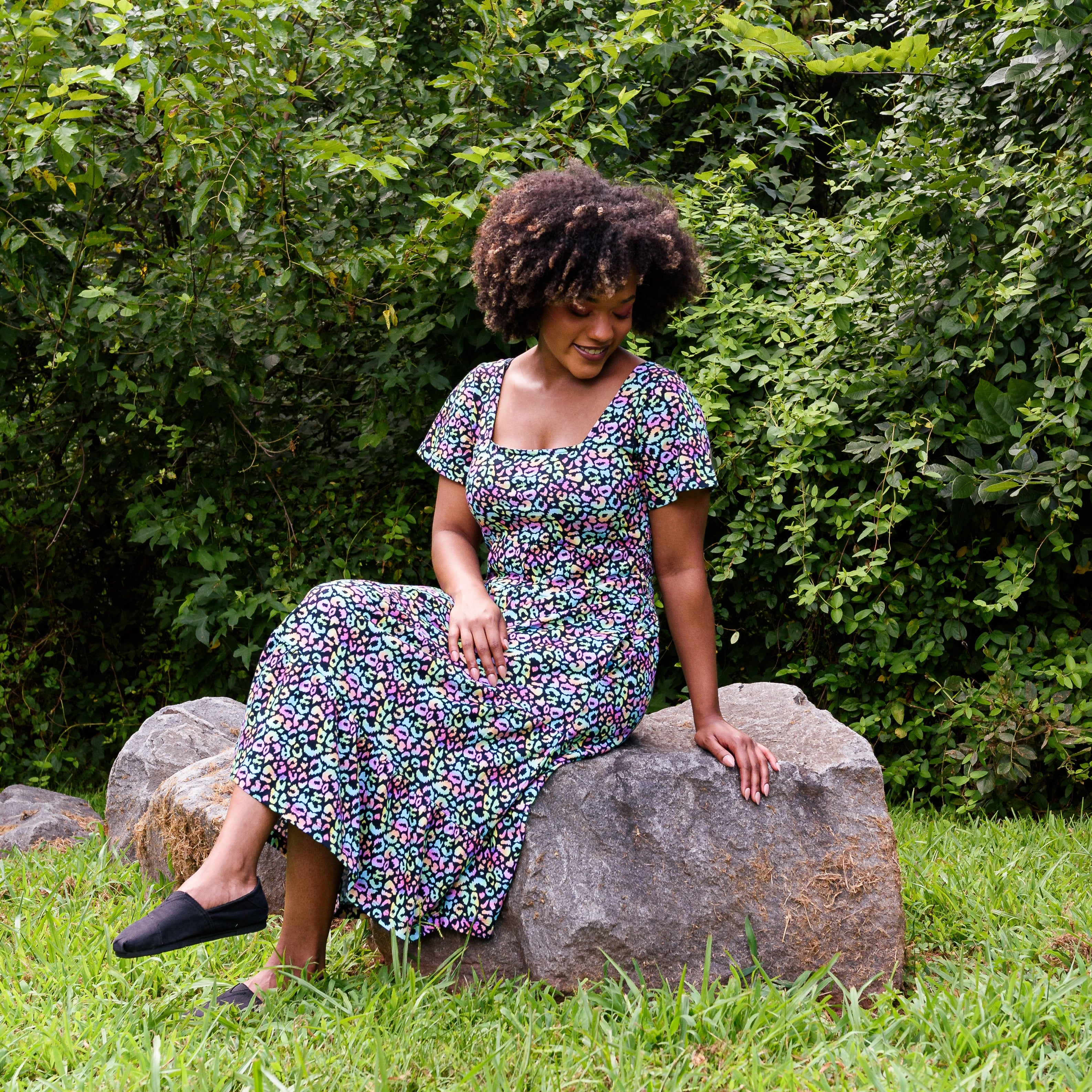 Neon Leopard Dress with Pockets