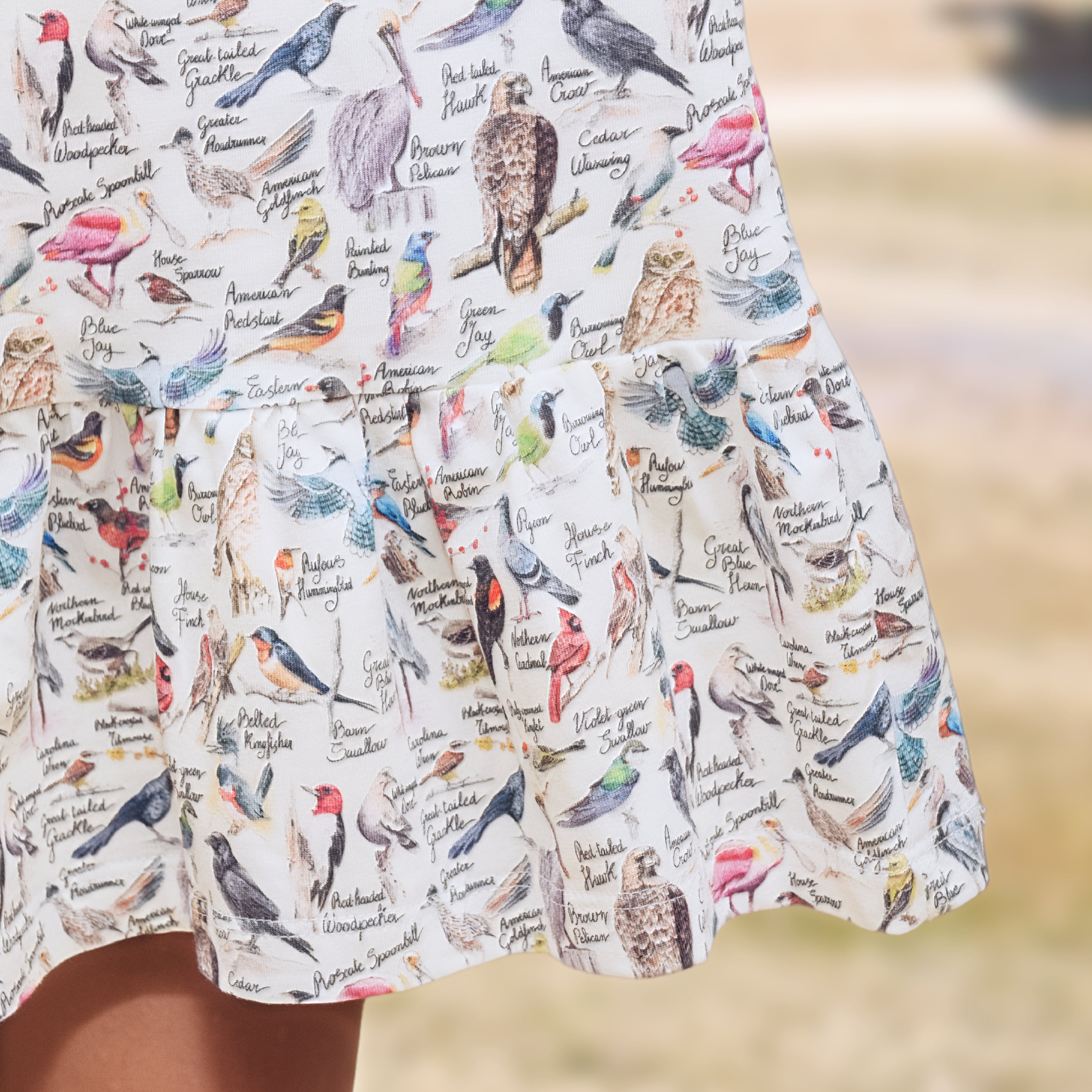 North American Birds Sleeveless Smocked Waist Dress