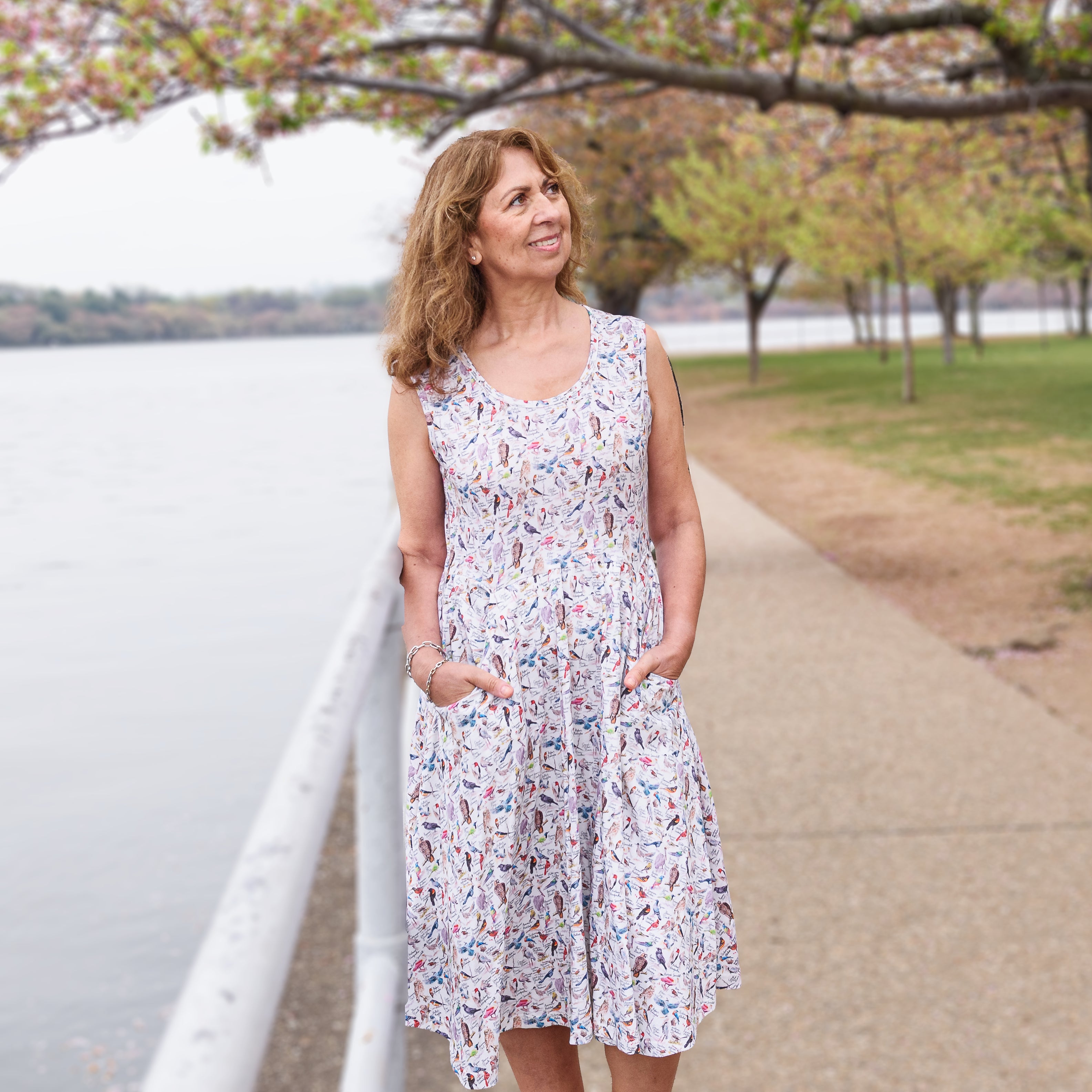 North American Birds Twirl Dress with Pockets