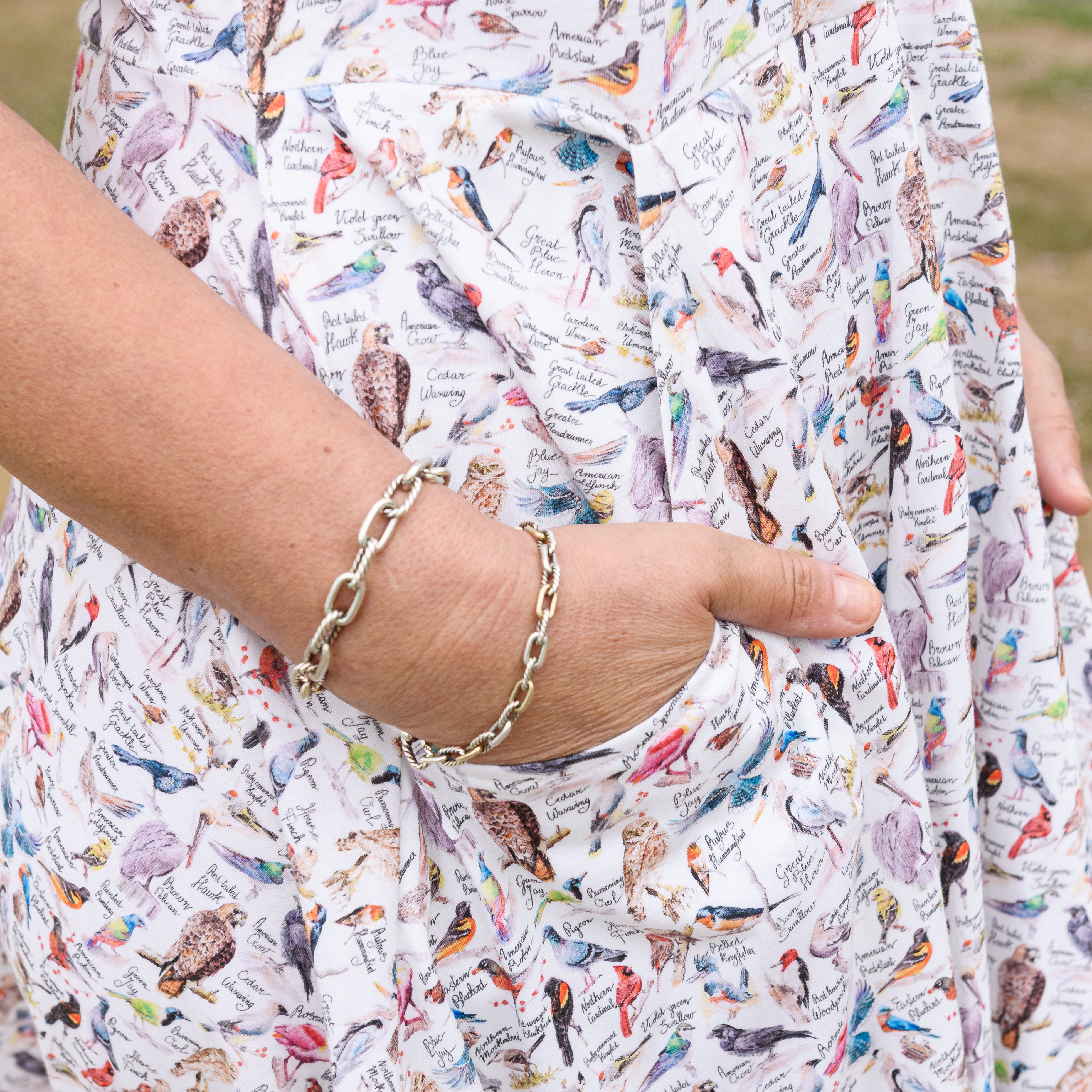 North American Birds Twirl Dress with Pockets