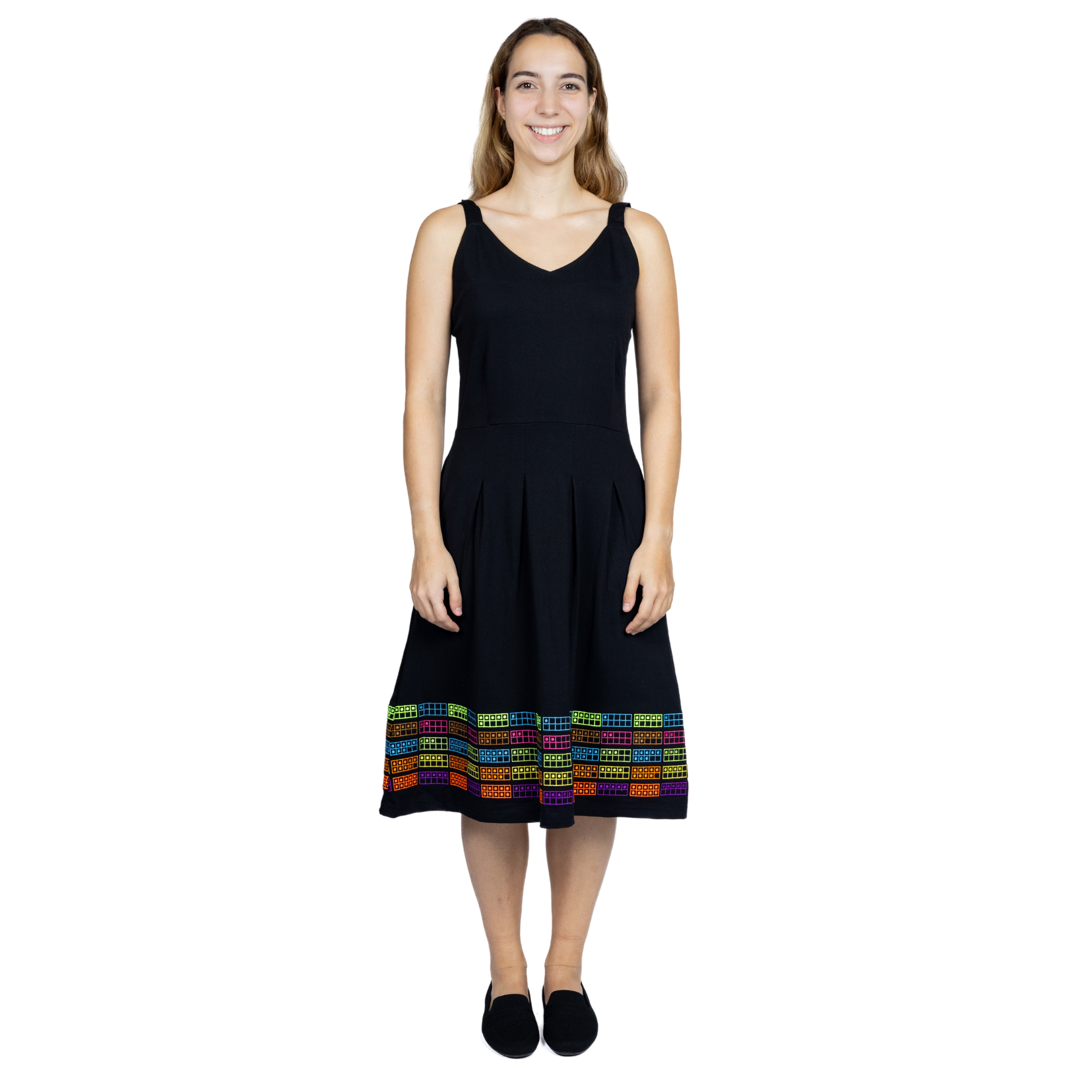 Number Dots Blocks Embroidery Dress