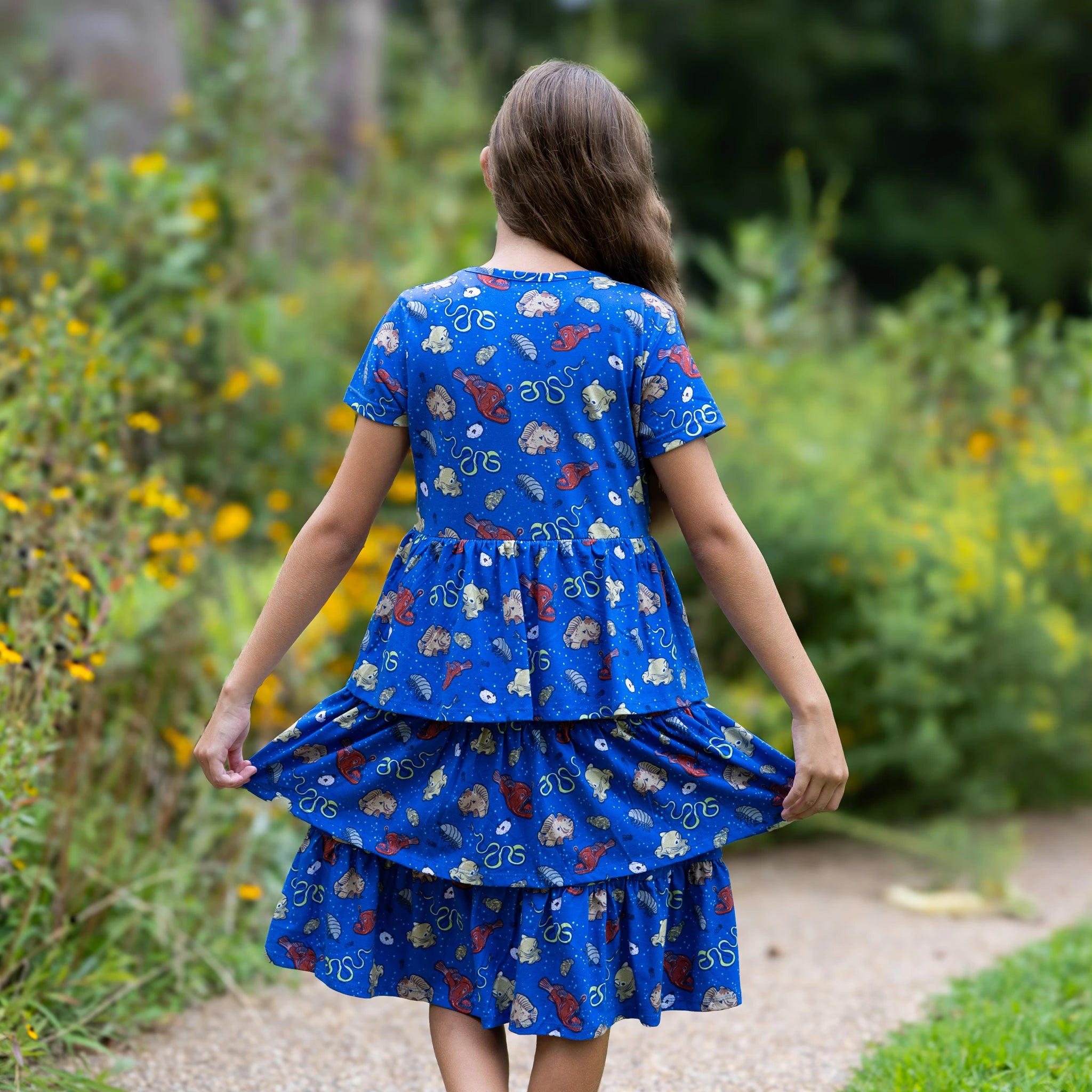 Ocean Creatures Kids Layered Dress