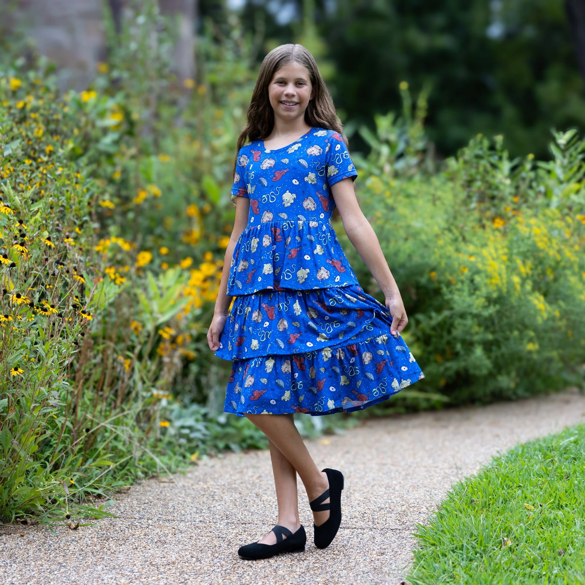 Ocean Creatures Kids Layered Dress