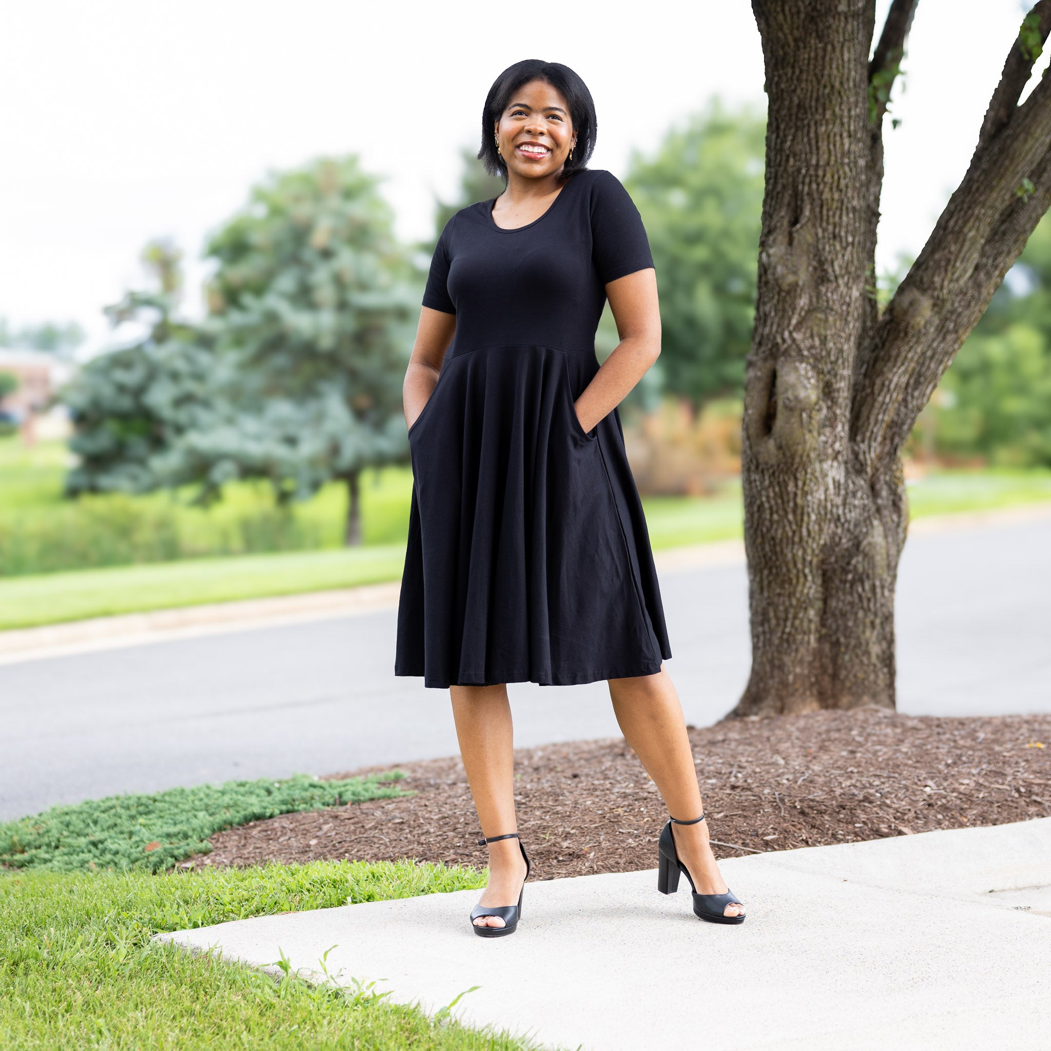 Onyx Full Twirl Dress with Pockets