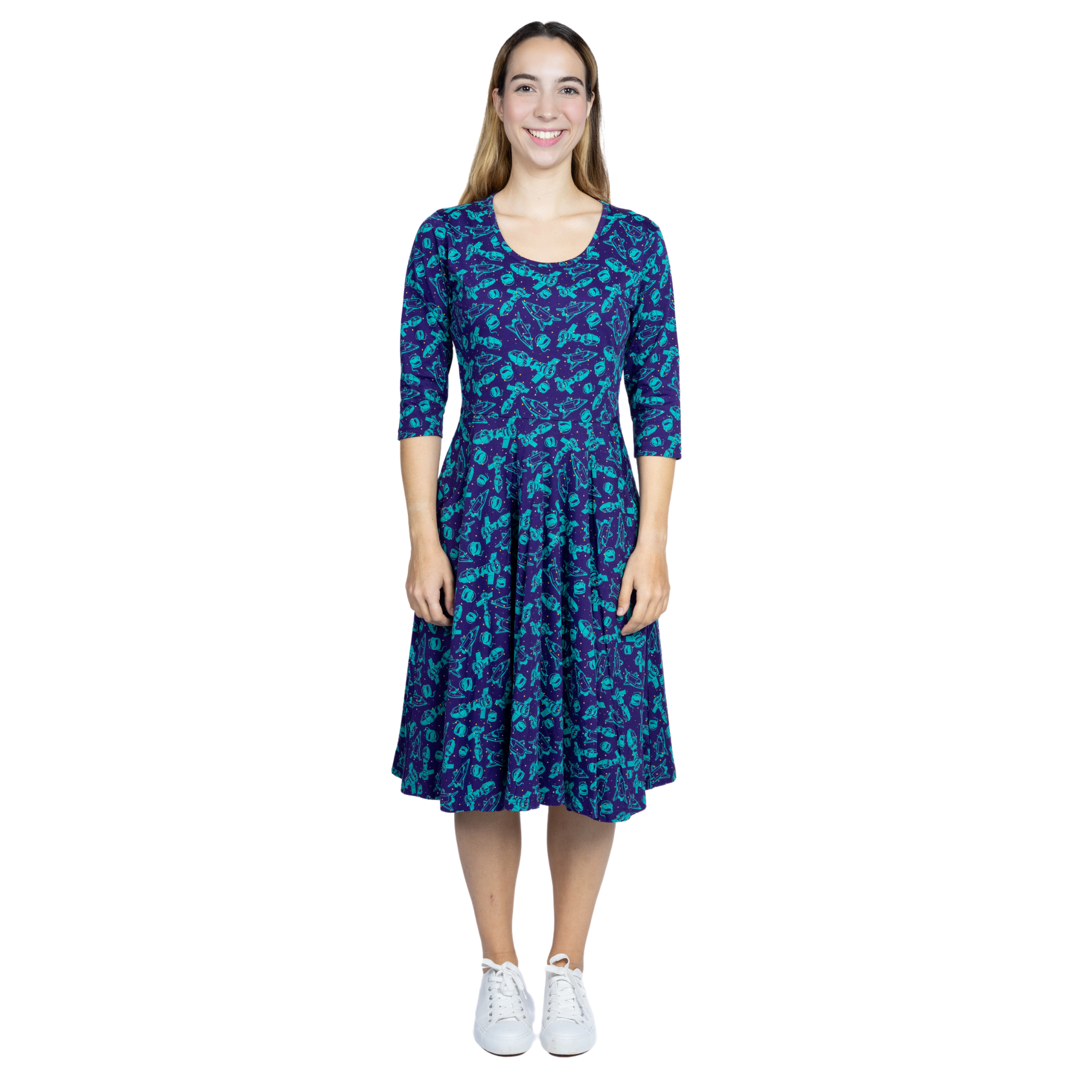 Outer Space 3/4th Sleeve Twirl Dress