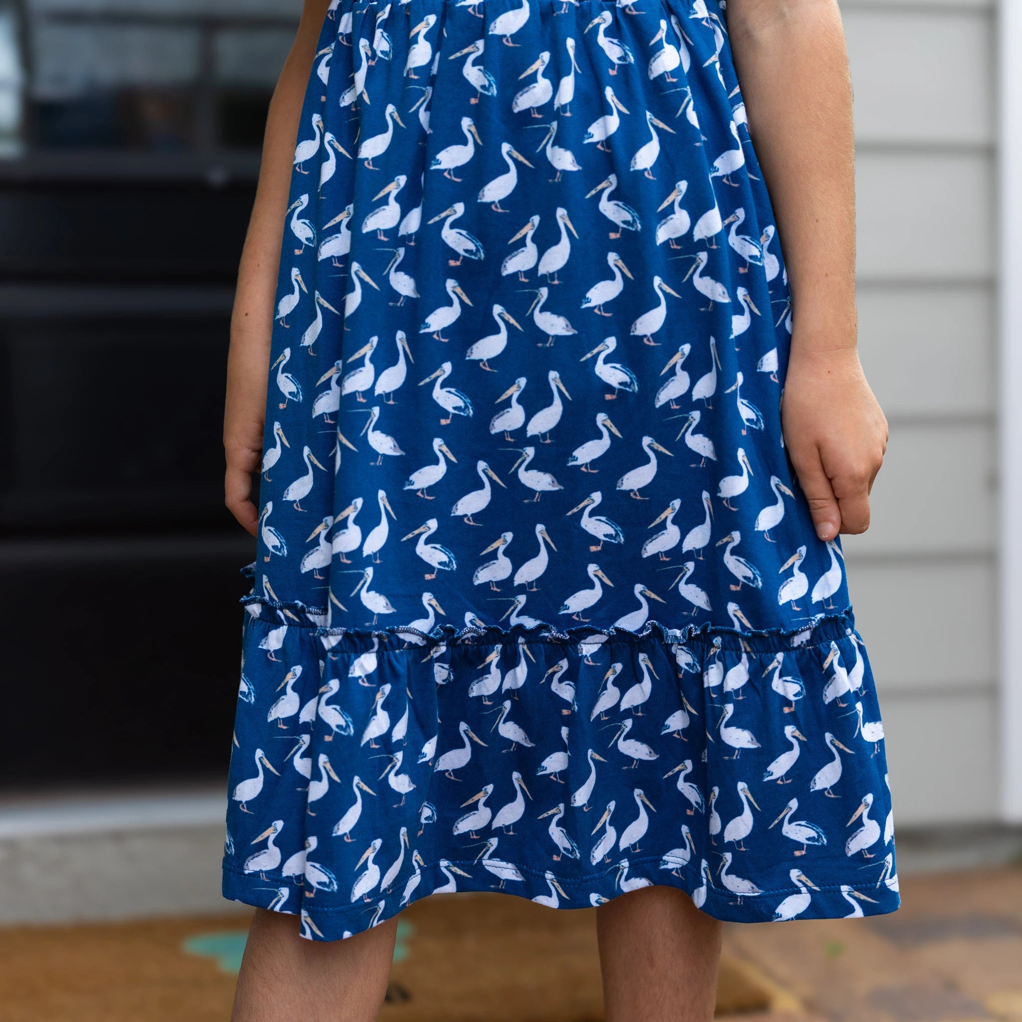 Pelicans Square-Neck Kids Dress