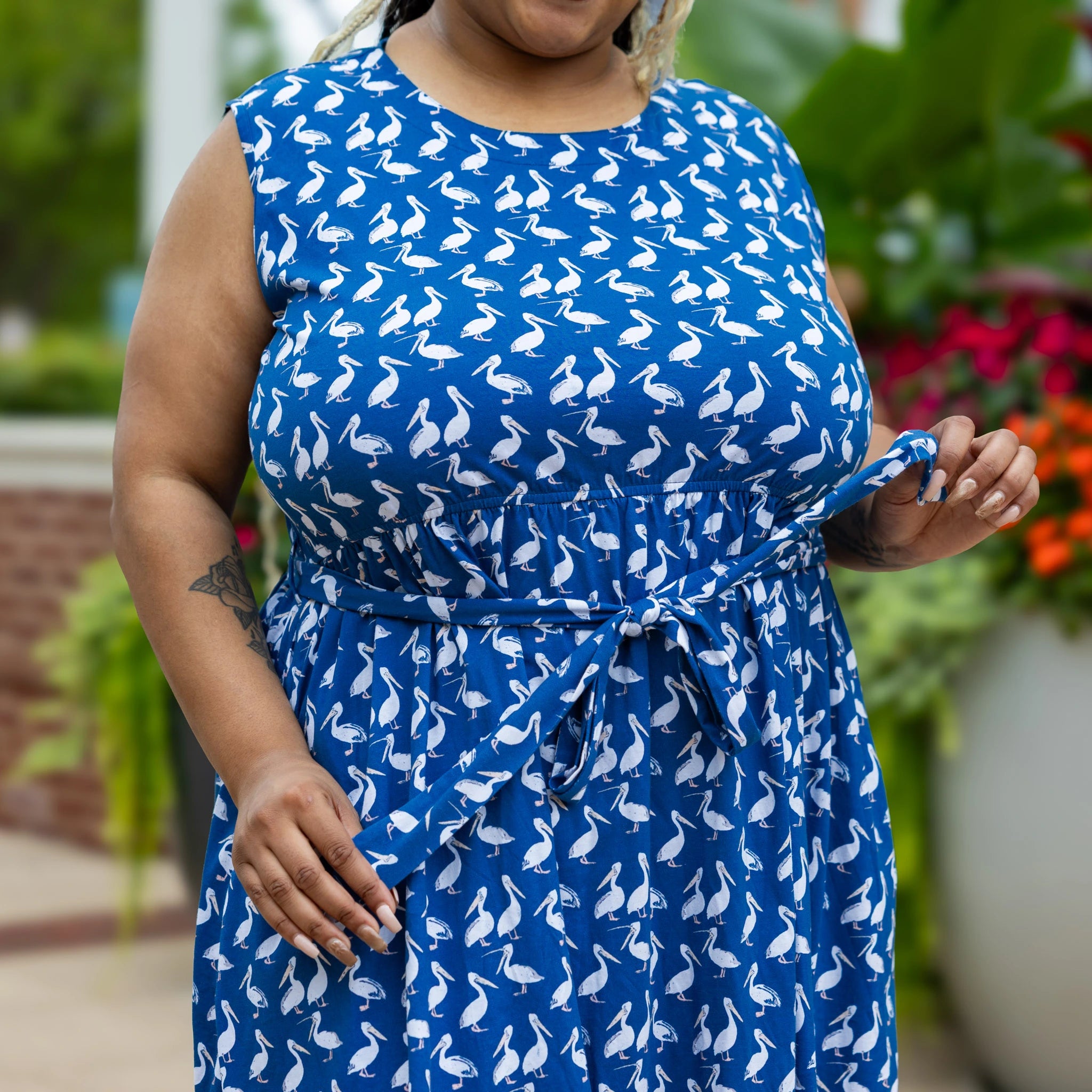 Pelicans Sleeveless Belted Dress