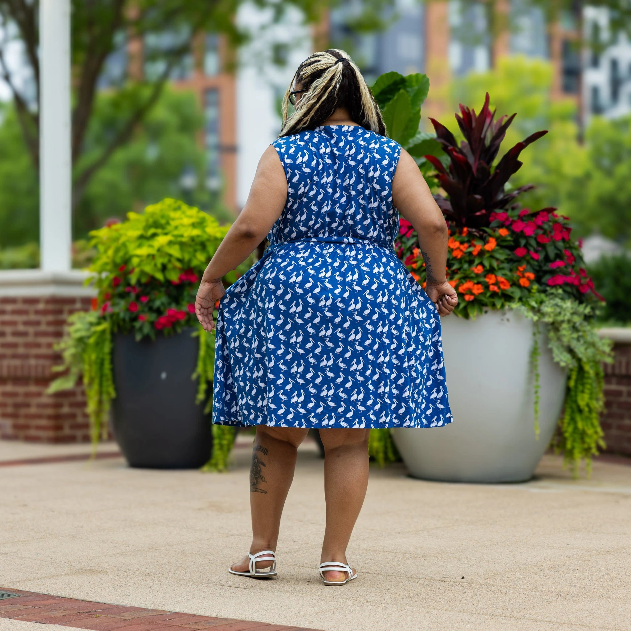Pelicans Sleeveless Belted Dress