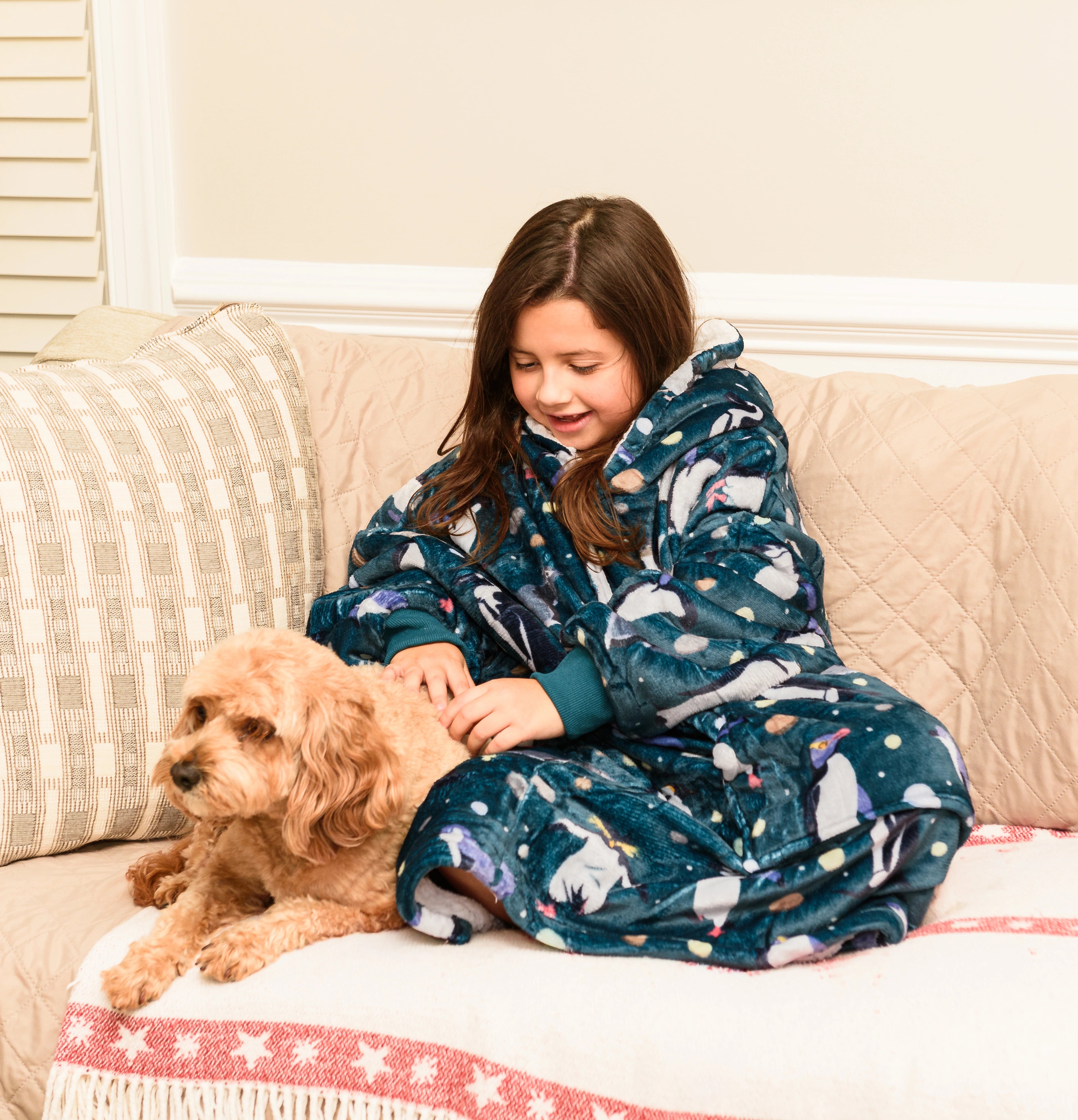 Penguins Parade Kids Blanket Hoodie