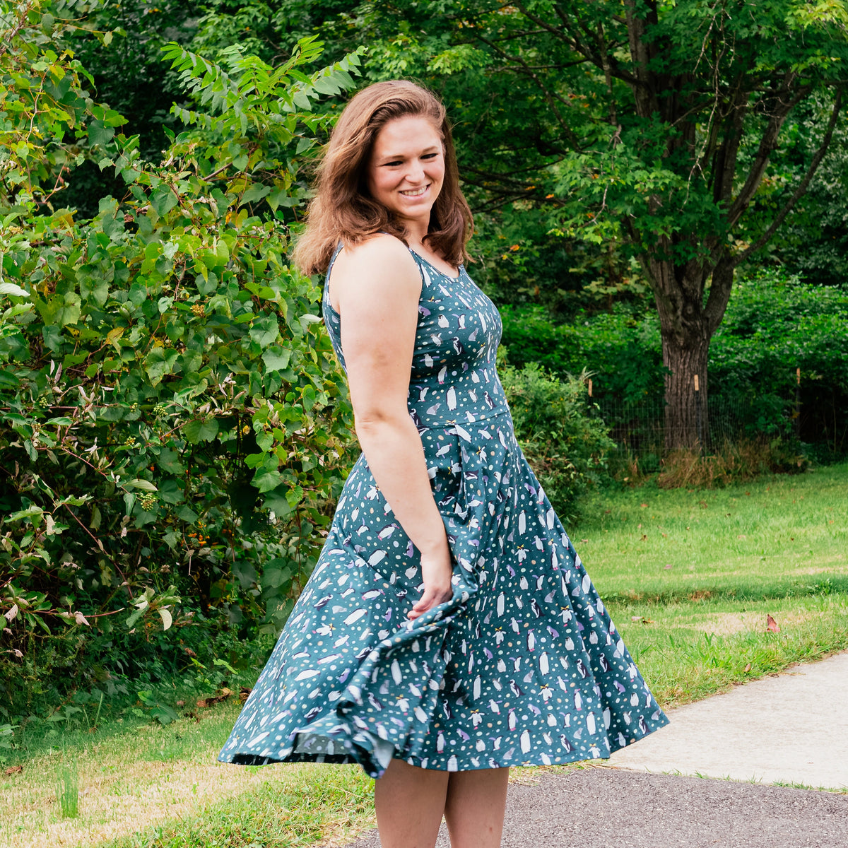 Penguin Parade Twirl Dress with Pockets