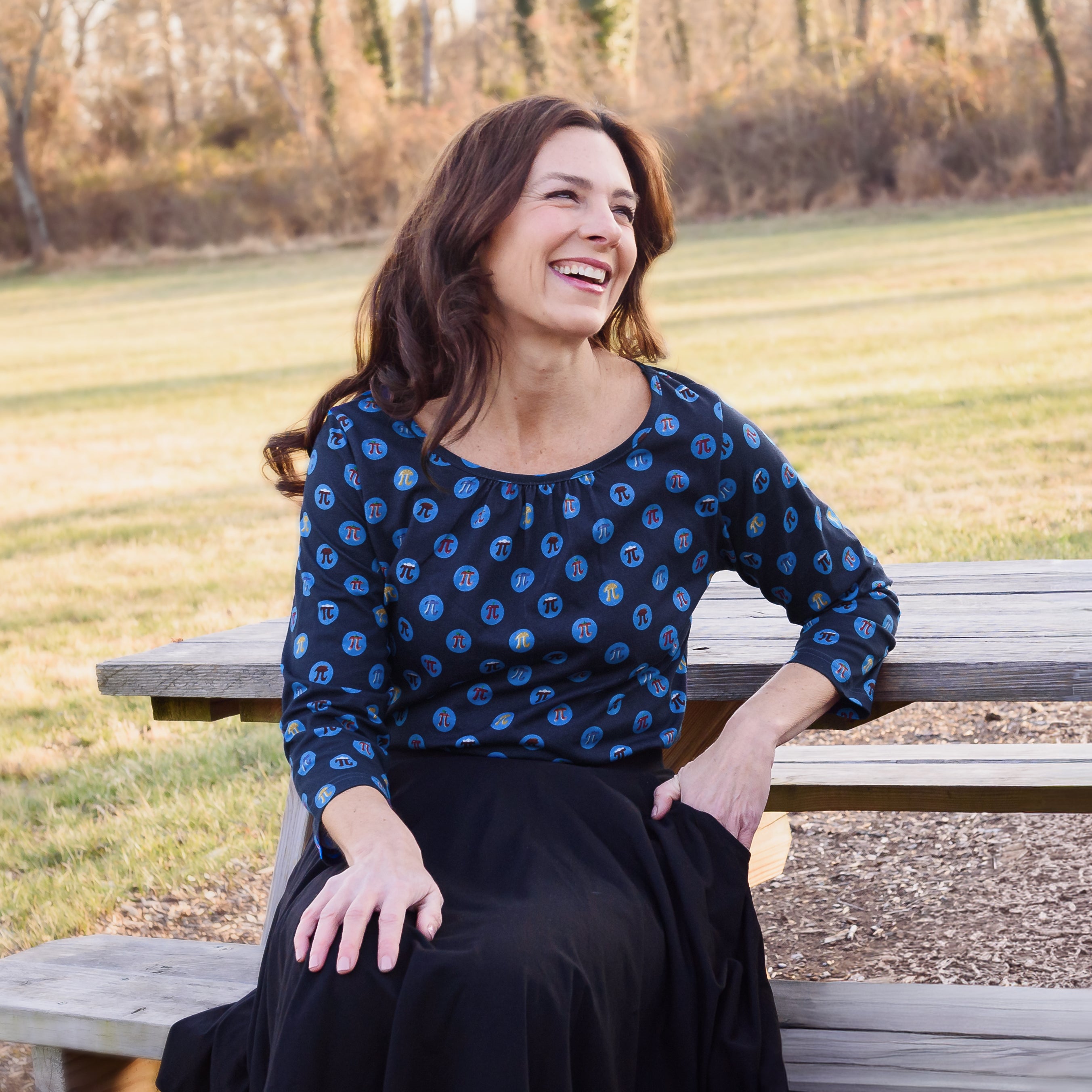 Pi Polka Dots 3/4th Sleeves Ida Top