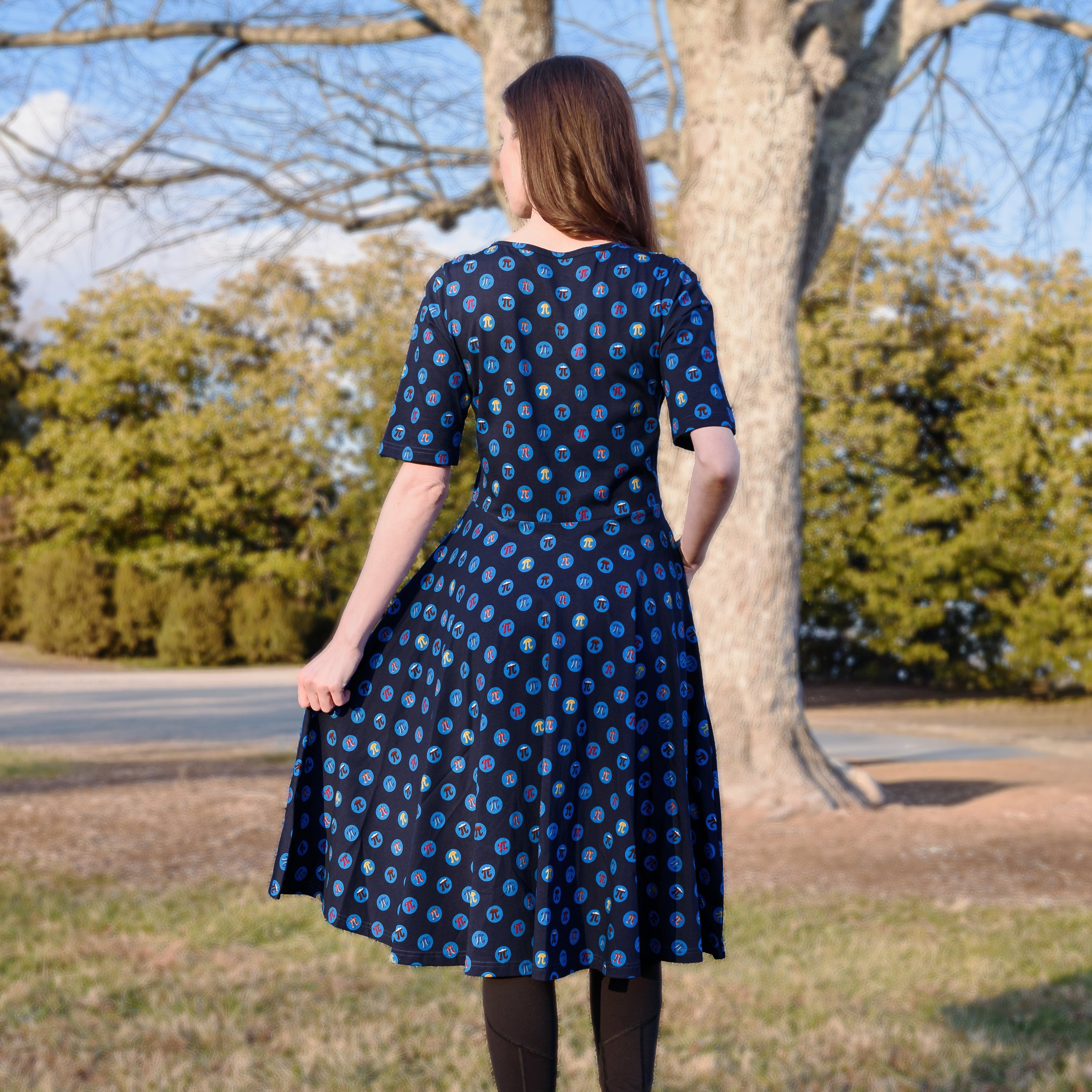 Pi Polka Dots Twirl Dress with Pockets