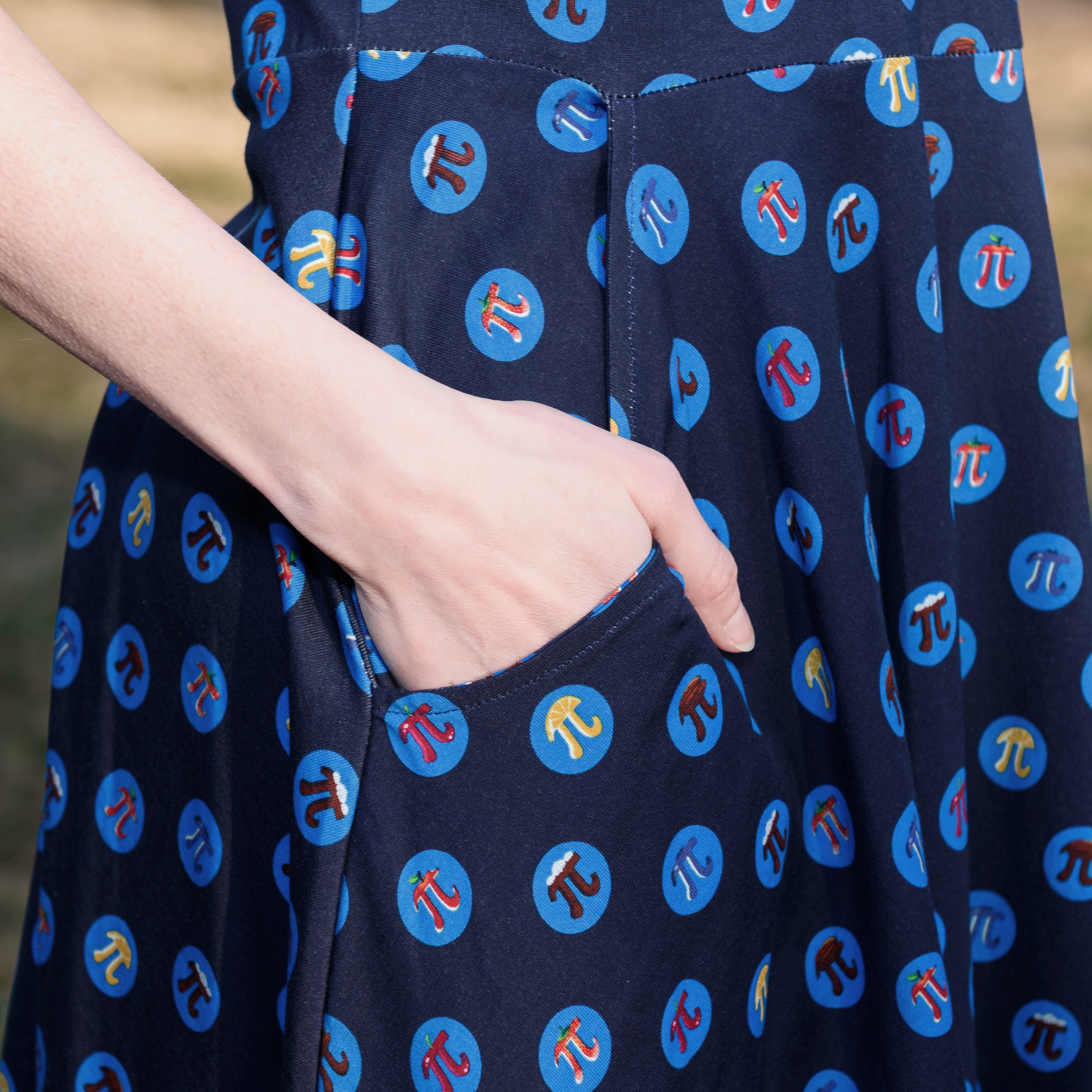 Pi Polka Dots Twirl Dress with Pockets