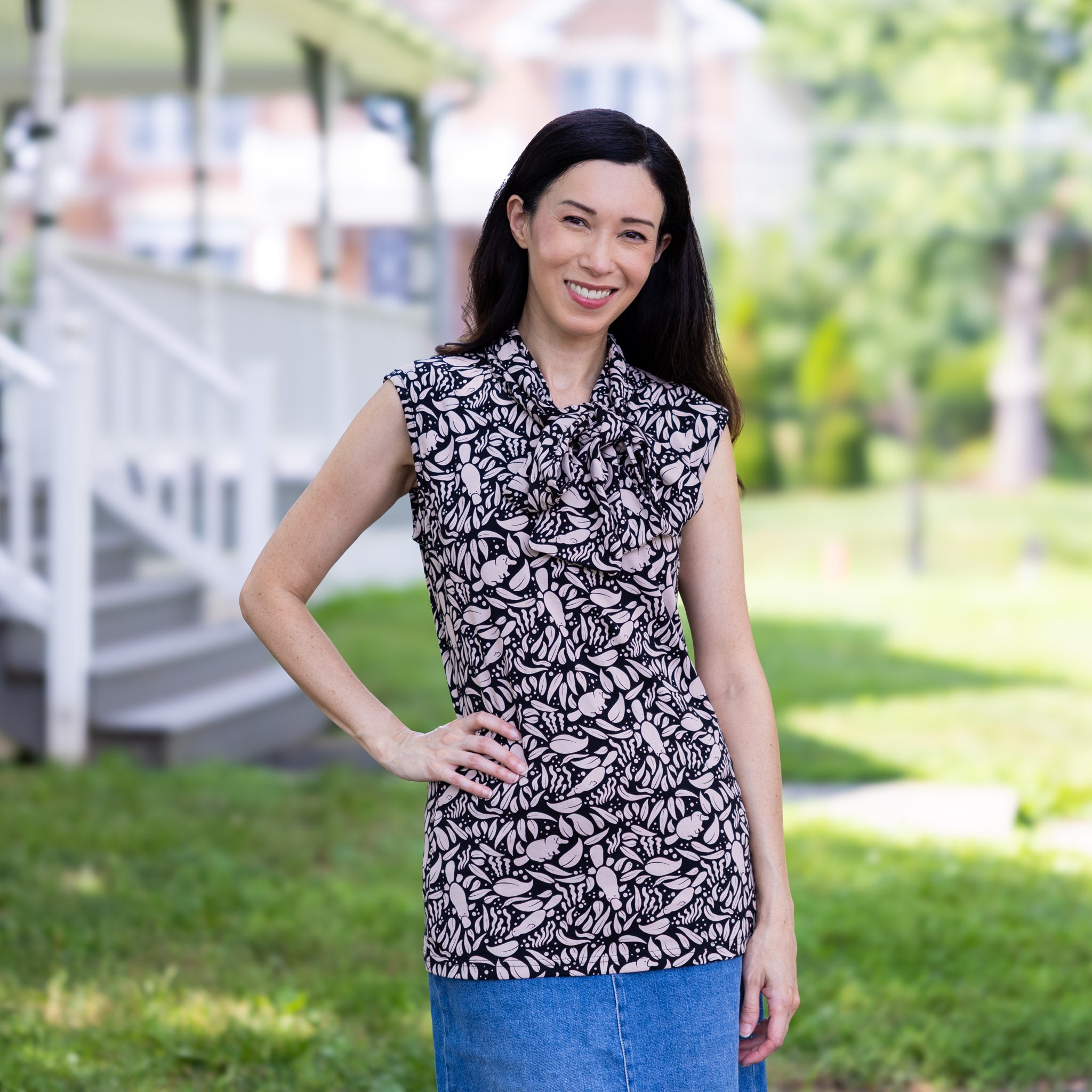 Platypus Tie Neck Sleeveless Top