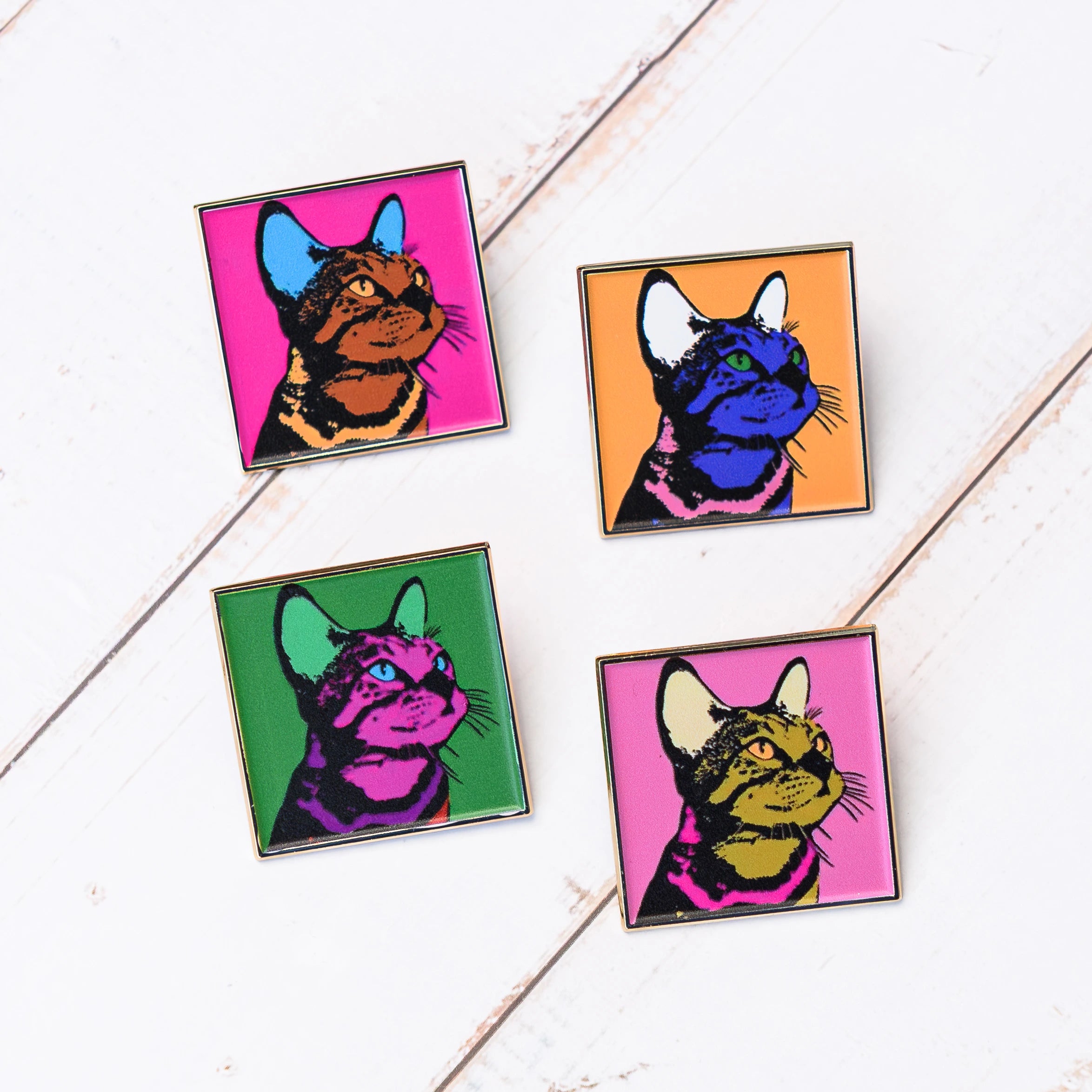 Pop Art Cats Enamel Pins Set