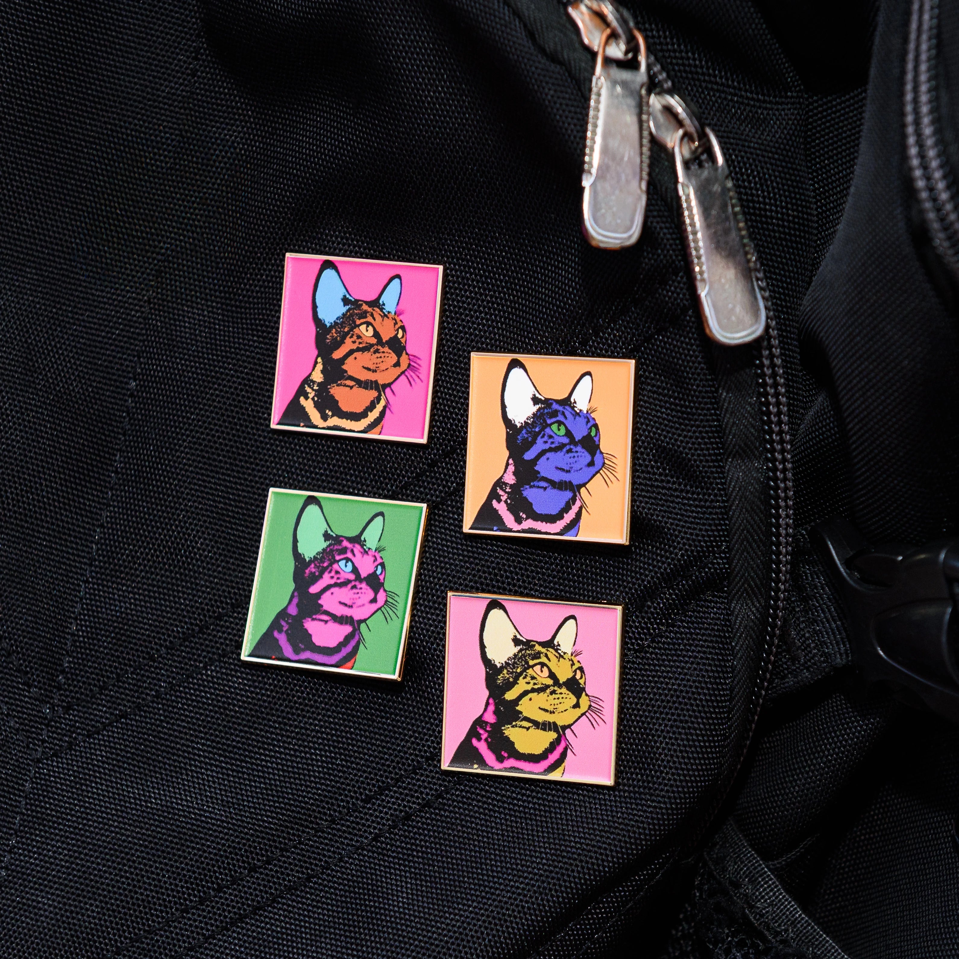 Pop Art Cats Enamel Pins Set