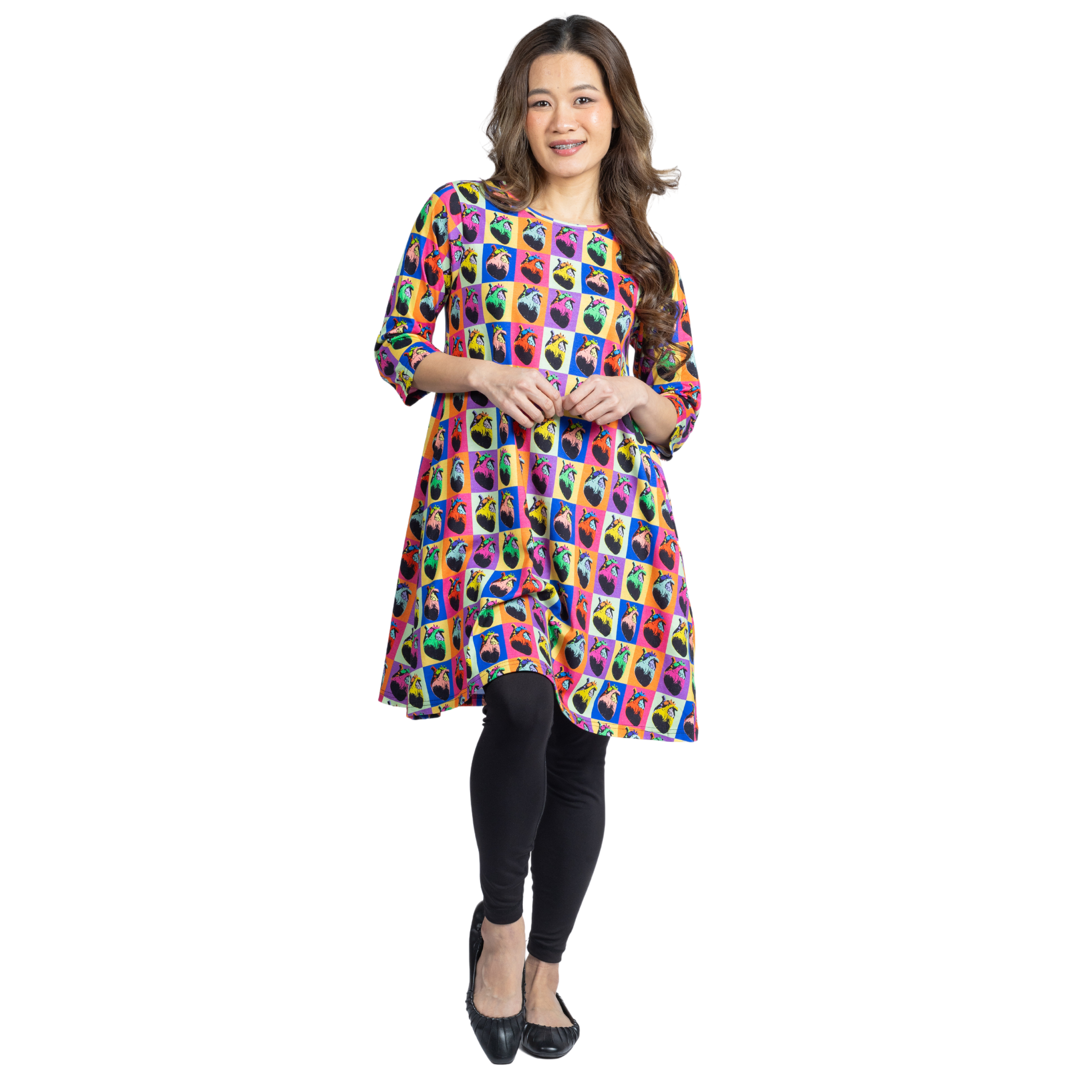 Pop Art Hearts 3/4th Sleeves Long Tunic