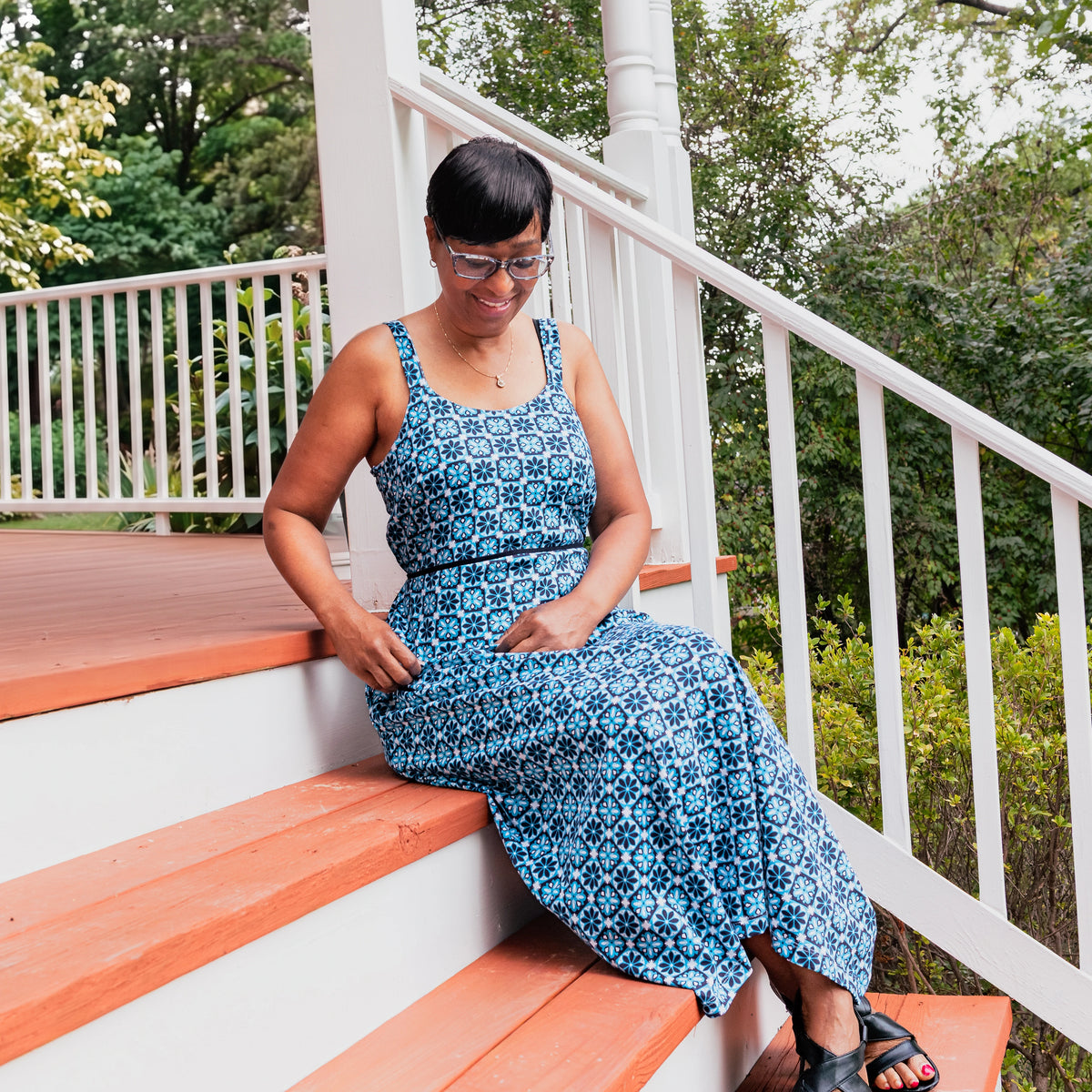 Porcelain Bloom Dress with Pockets