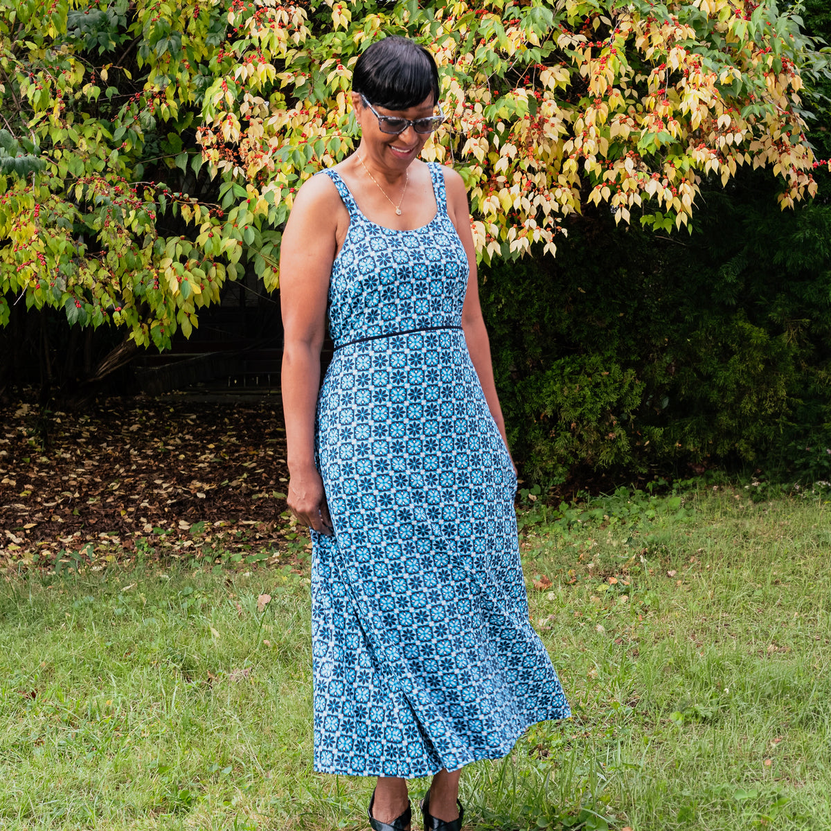 Porcelain Bloom Dress with Pockets