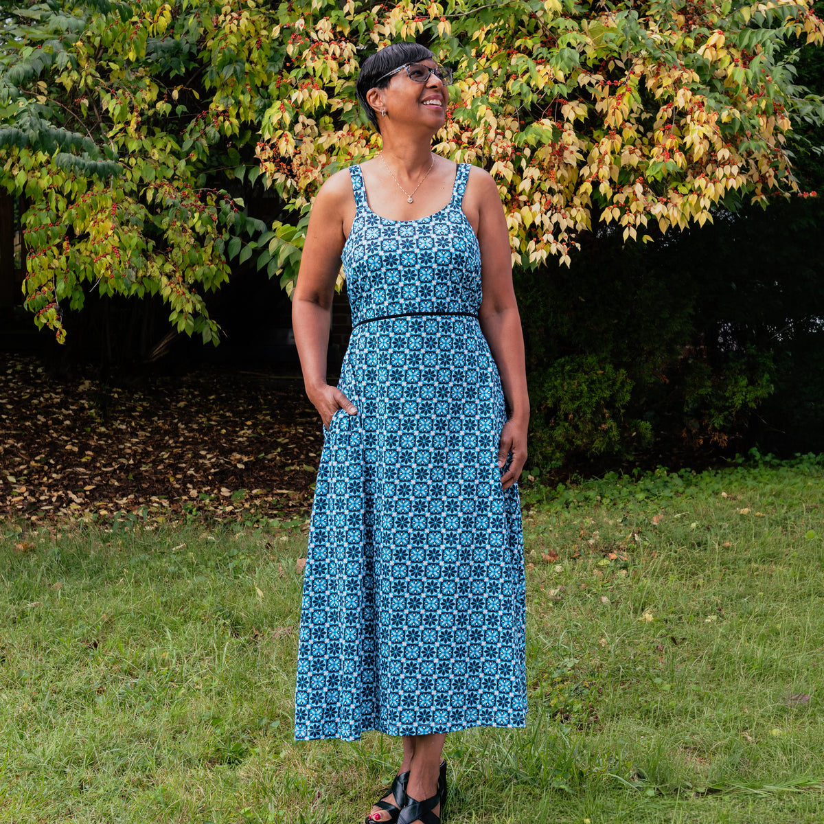 Porcelain Bloom Dress with Pockets