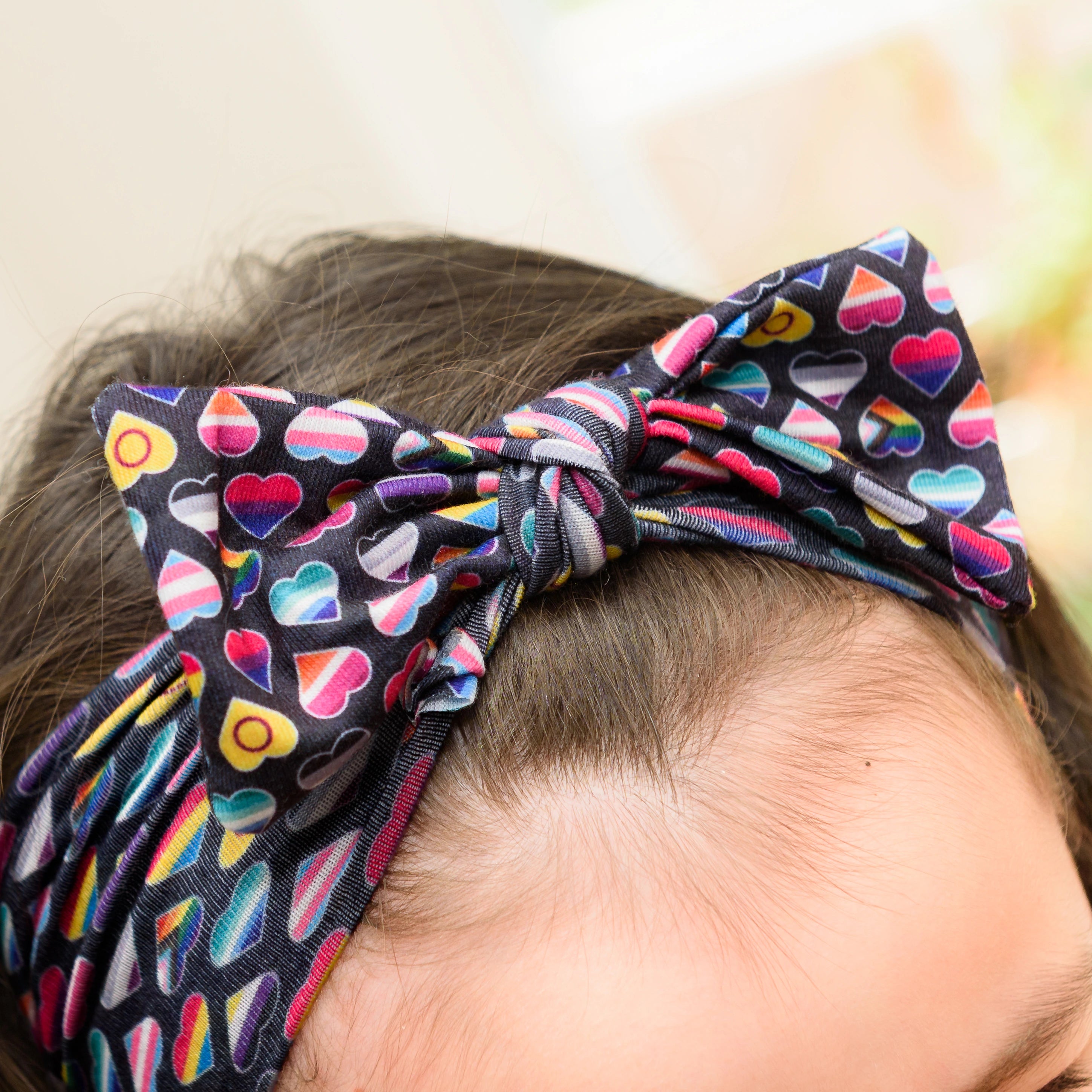 Pride Hearts Kids Bow Headband